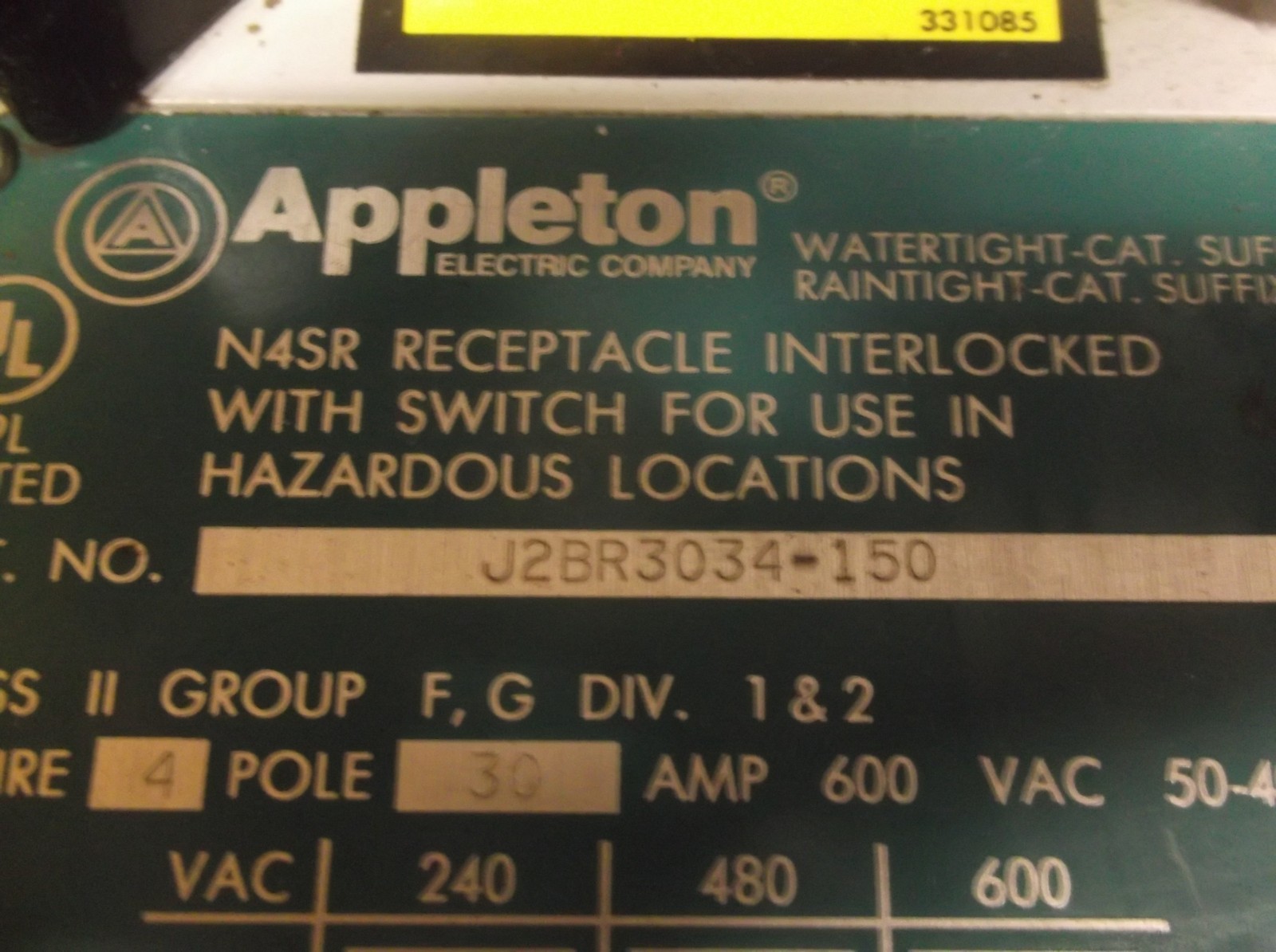 Appleton Electric J2BR3034-150 Control Station 139L Listed N4SR *FREE SHIPPING*
