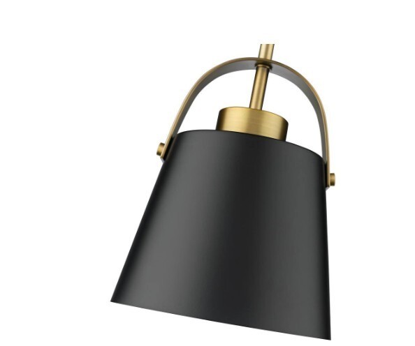 Z-Lite 1-Light Matte Black & Heritage Brass Mini-Pendant Metal Shade