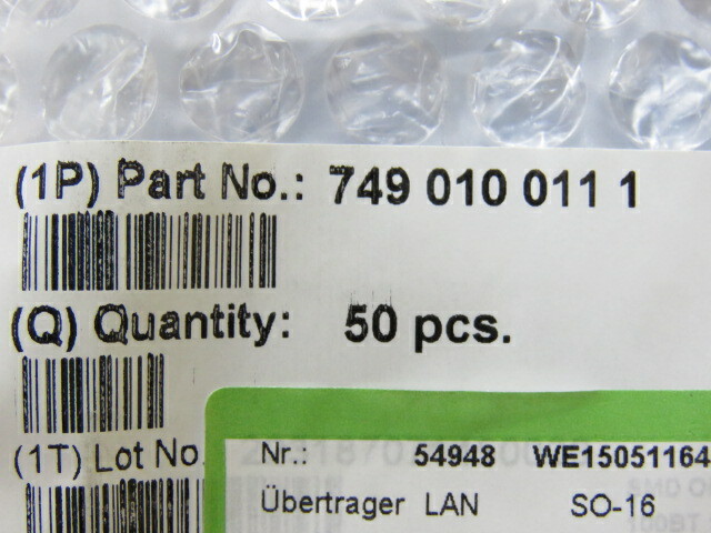 WÜRTH 749 010 0111 Qty of 10 per Lot 350µH LAN 10/100 Base-T Pulse Transformer