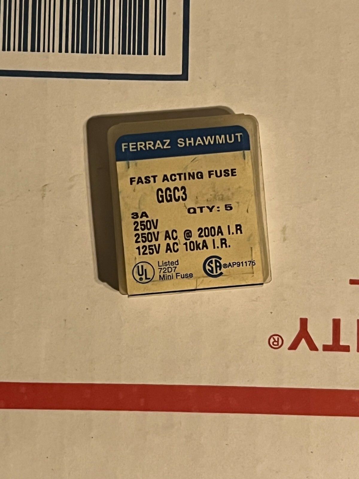Ferraz Shawmut GGC3 Fast Acting Fuses 3A 250V nos surplus 5 pack