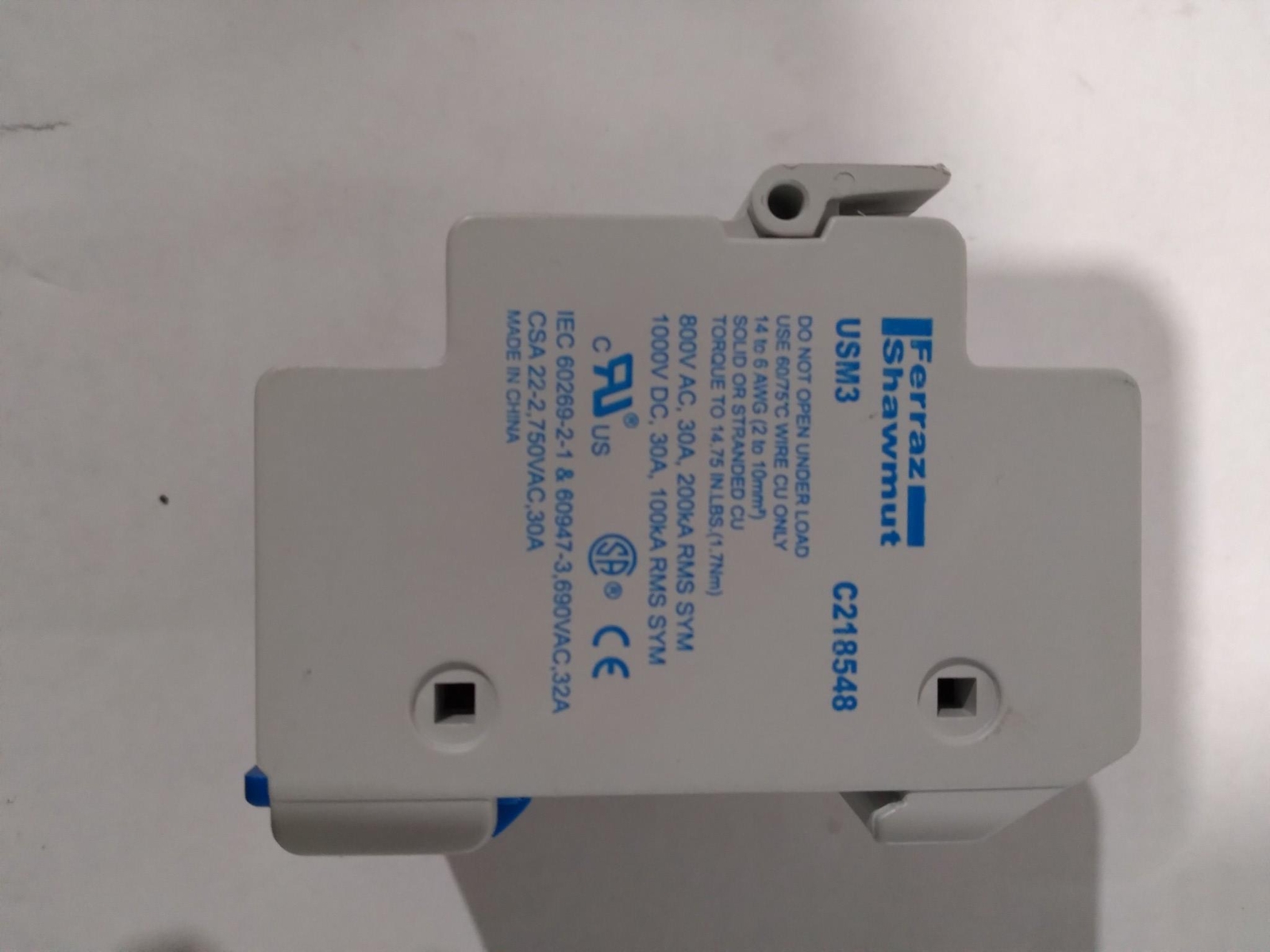 FERRAZ SHAWMUT USM3 C218548 800-1000V DC 30A 100-200KA RMS SYM 690-750VAC