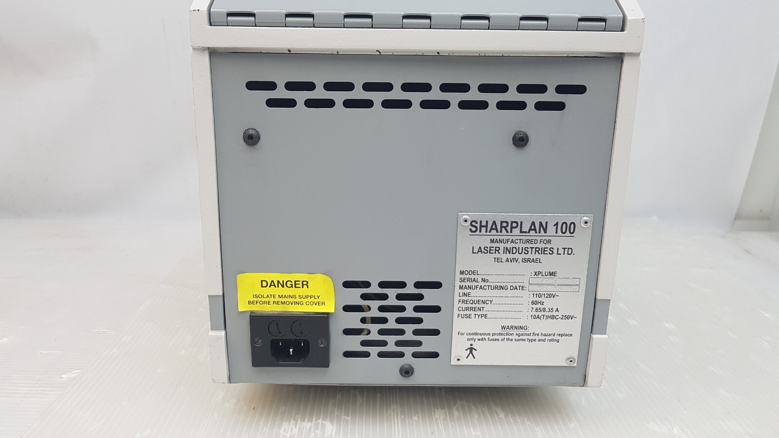 Sharplan 100 Xplume Smoke evacuator w/ Pneumatic Air Foot switch.