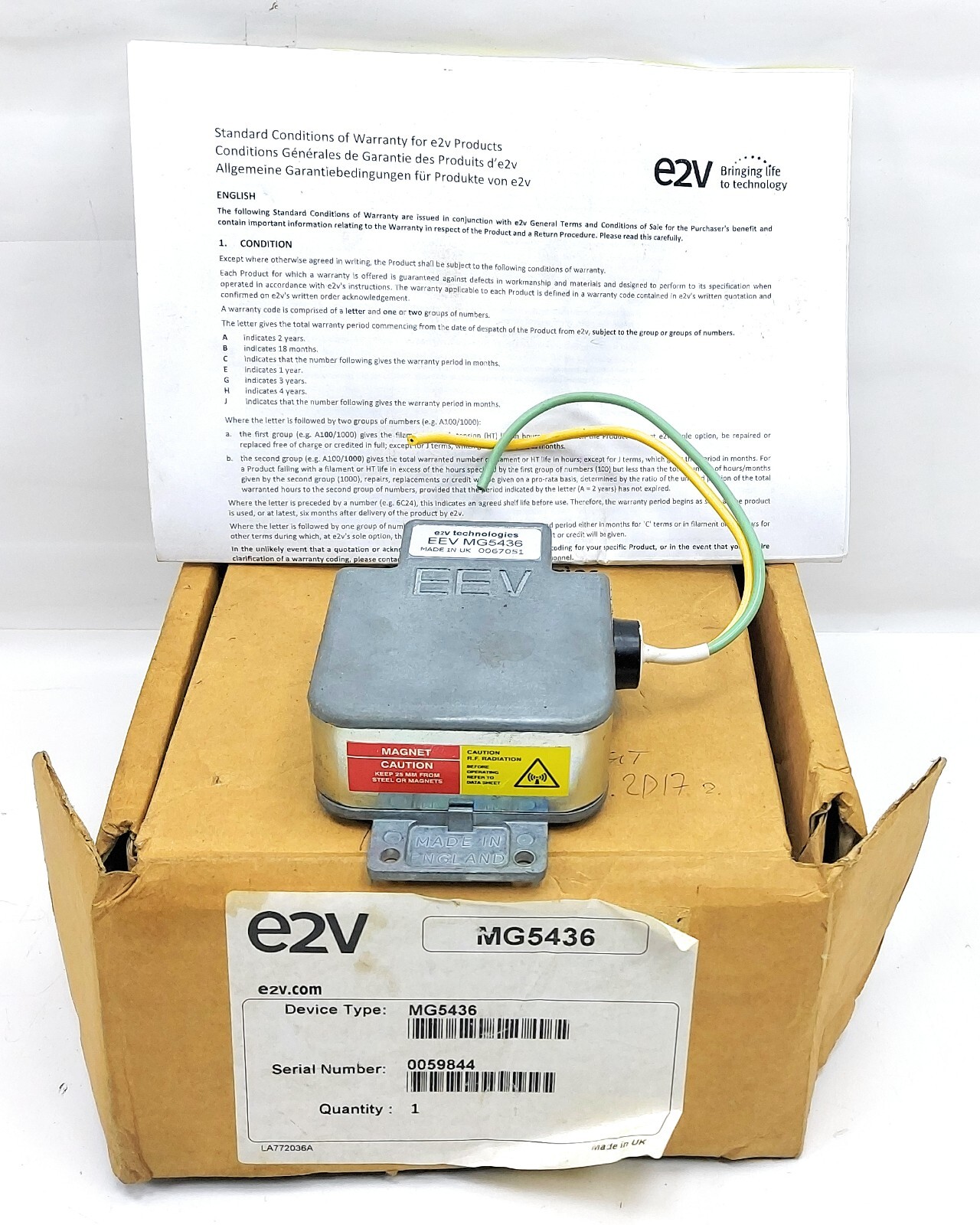 E2V Technologies MG5436 Magnetron 0059844