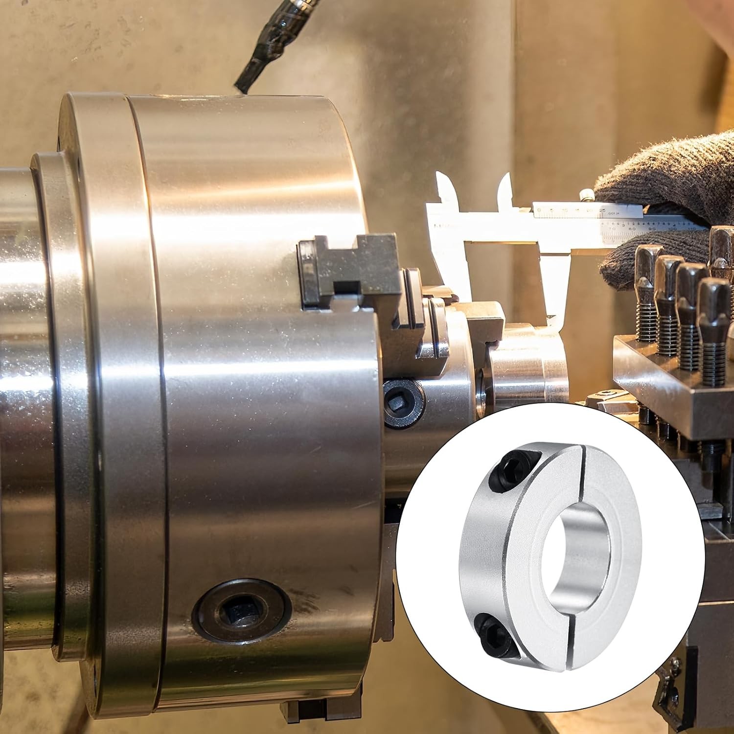 MECCANIXITY Shaft Collar 22mm/ 7/8 Inch Bore Double Split Aluminum