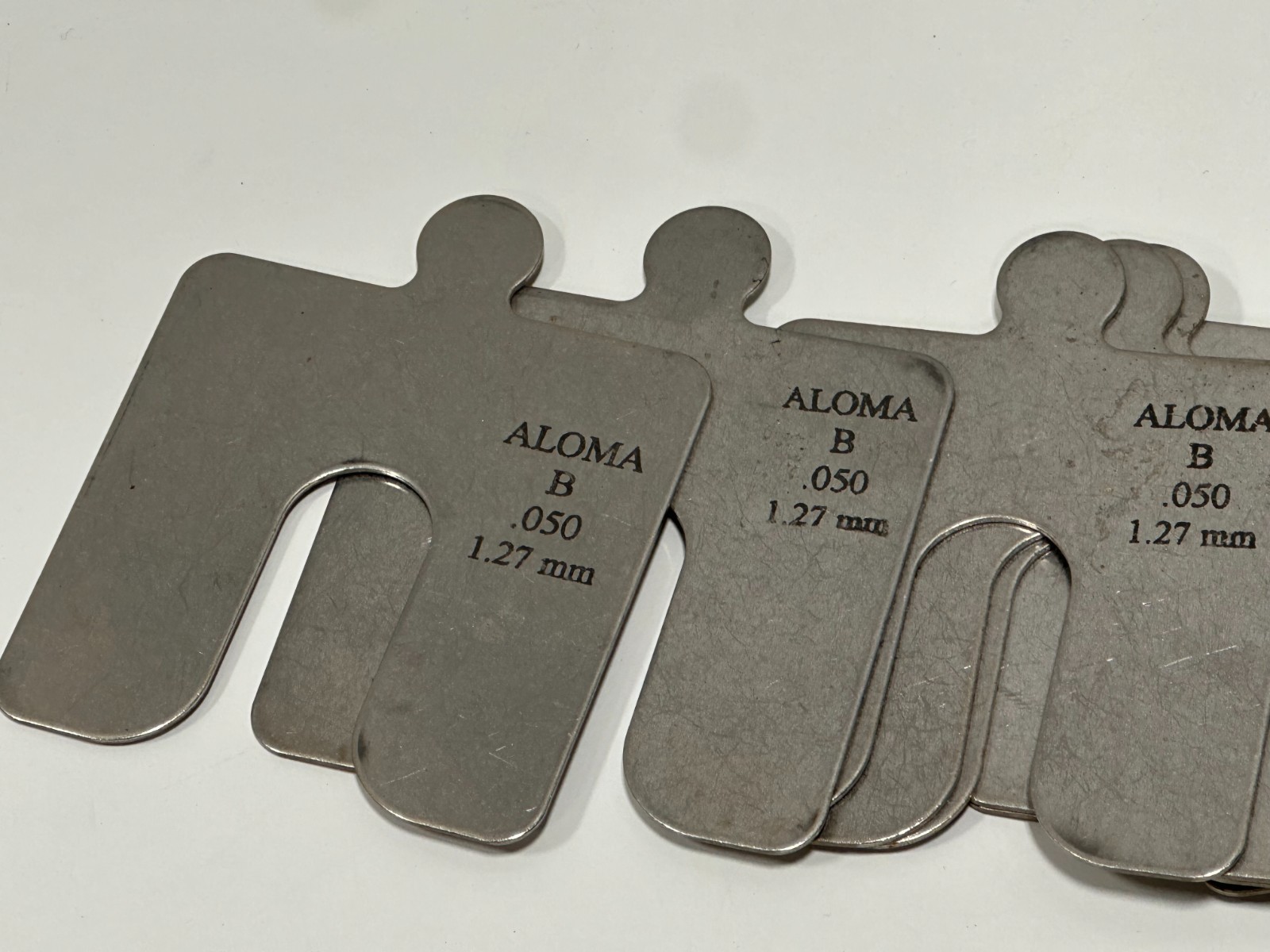 ALOMA SIZE B- 0.127” / 1.27mm THICK STAINLESS STEEL SLOTTED SHIMS lot of 14