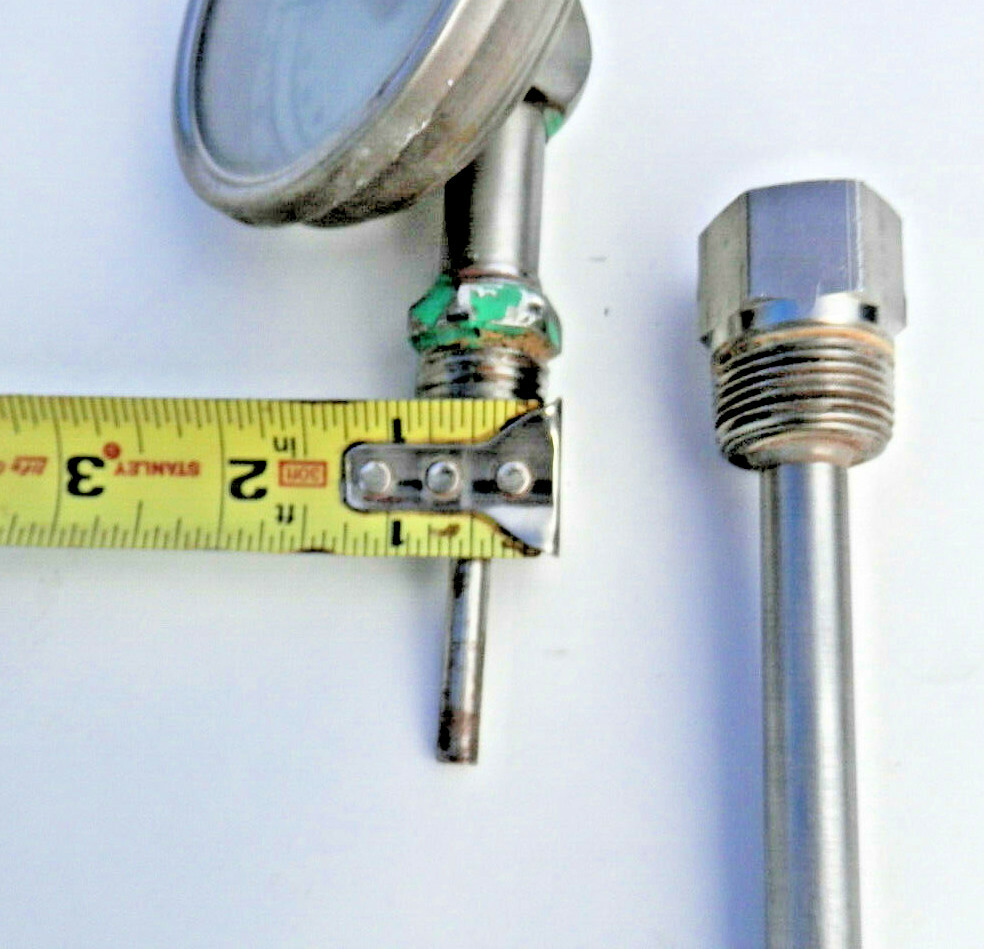 Used Trend 3″ temp Gauge 0-250 F & 6″ 302 SS Thermowell