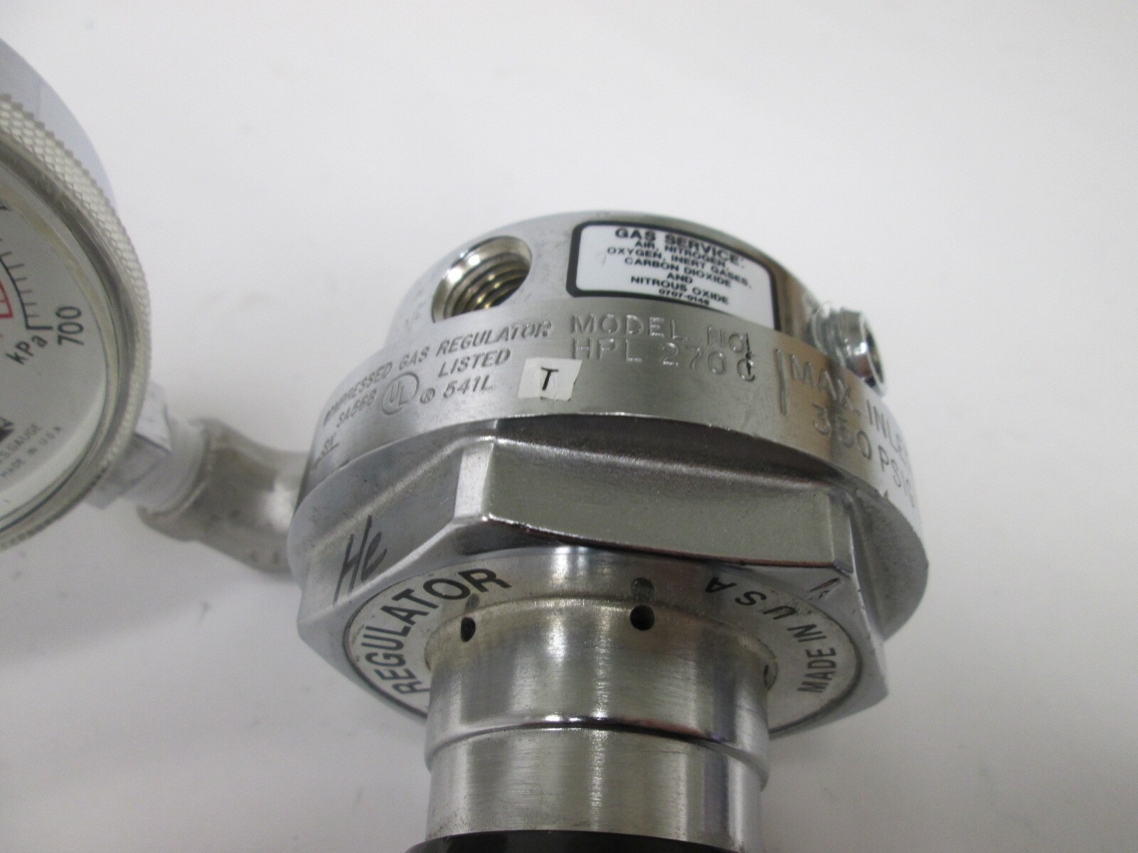 OSC HPL270C High Purity Compressed Gas Regulator, Max Inlet Pressure 350psig