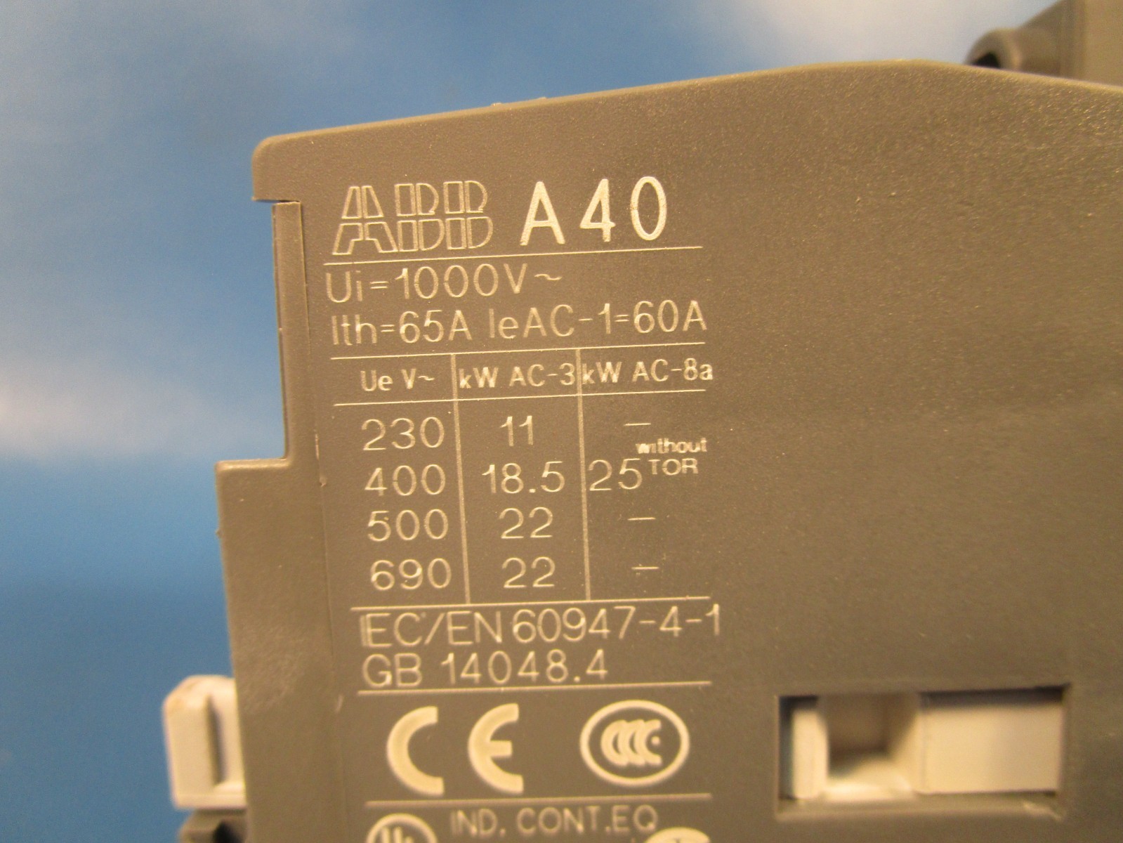 ABB 1SBL321001R8410, ABB A40-30-10 Contactor 110V50Hz/110-120V60Hz