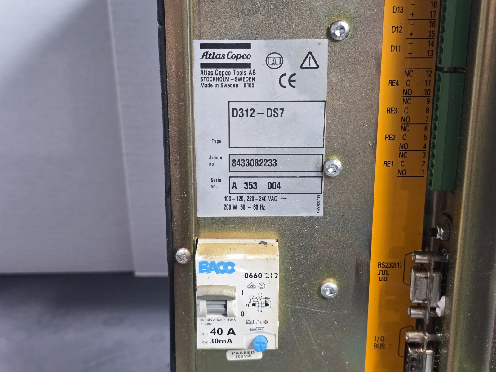 Atlas Copco Tensor D312-DS7 Torque Controller E131 Error Power Tested Only