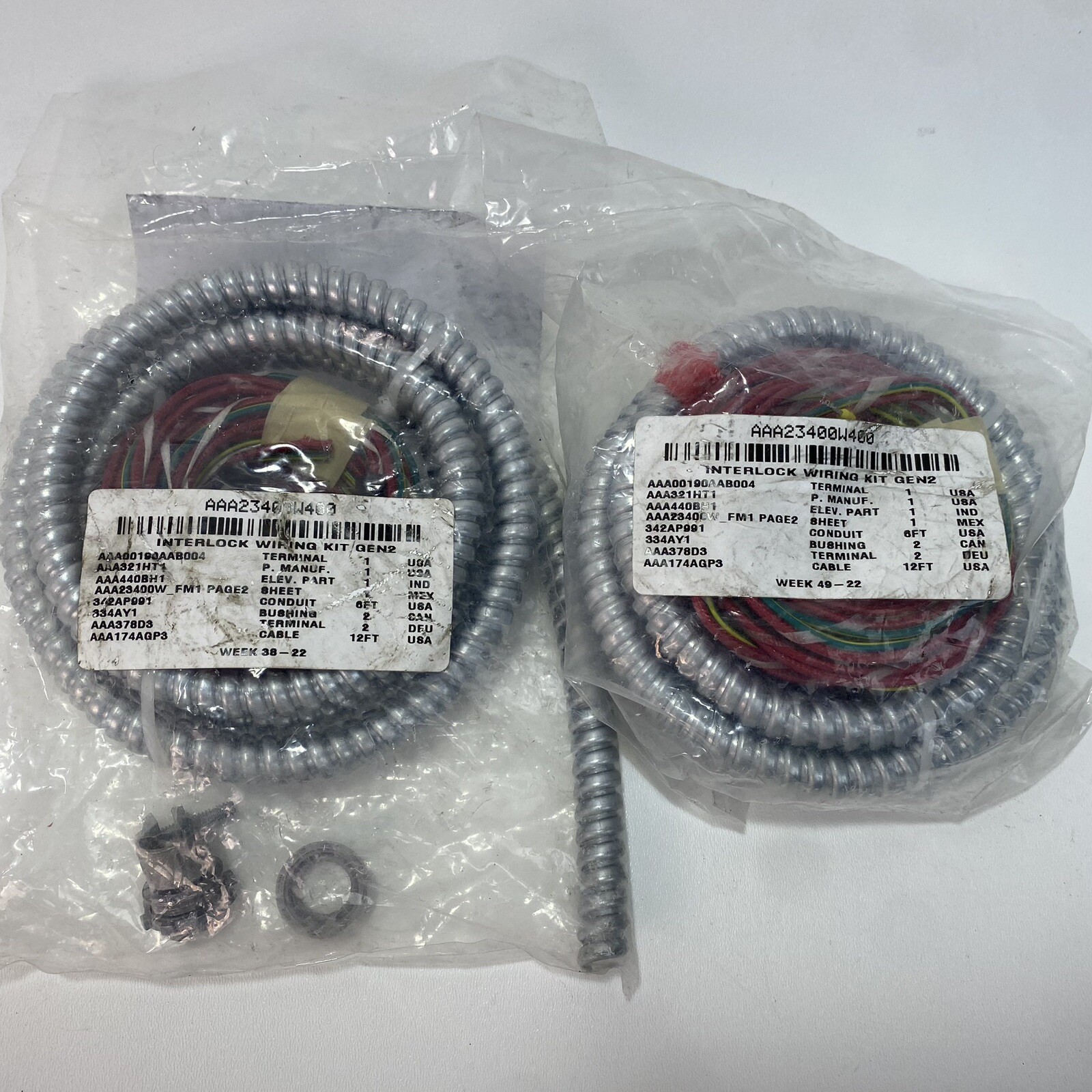Lot of 2 – Otis Elevator AAA23400W400 GEN2 Interlock Wiring Kit