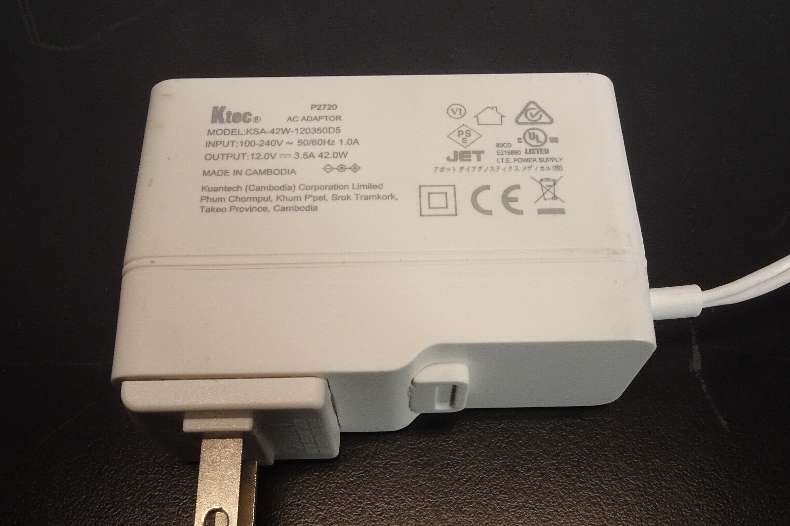 42W KSA-42W Ktec white ac adapter