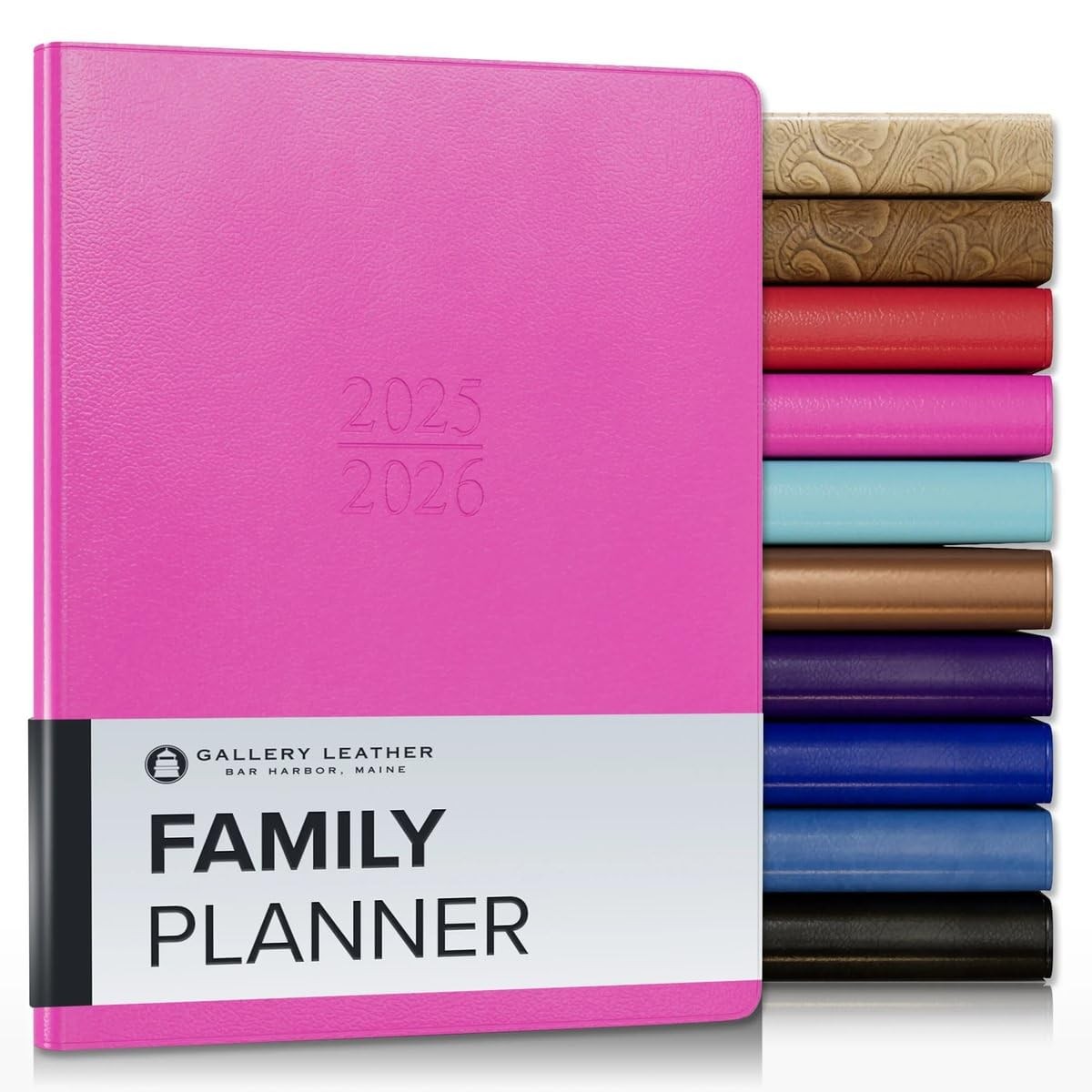 Gallery Leather Family Planner 2025-2026, for moms, Elegantly Bound Calendar Pla