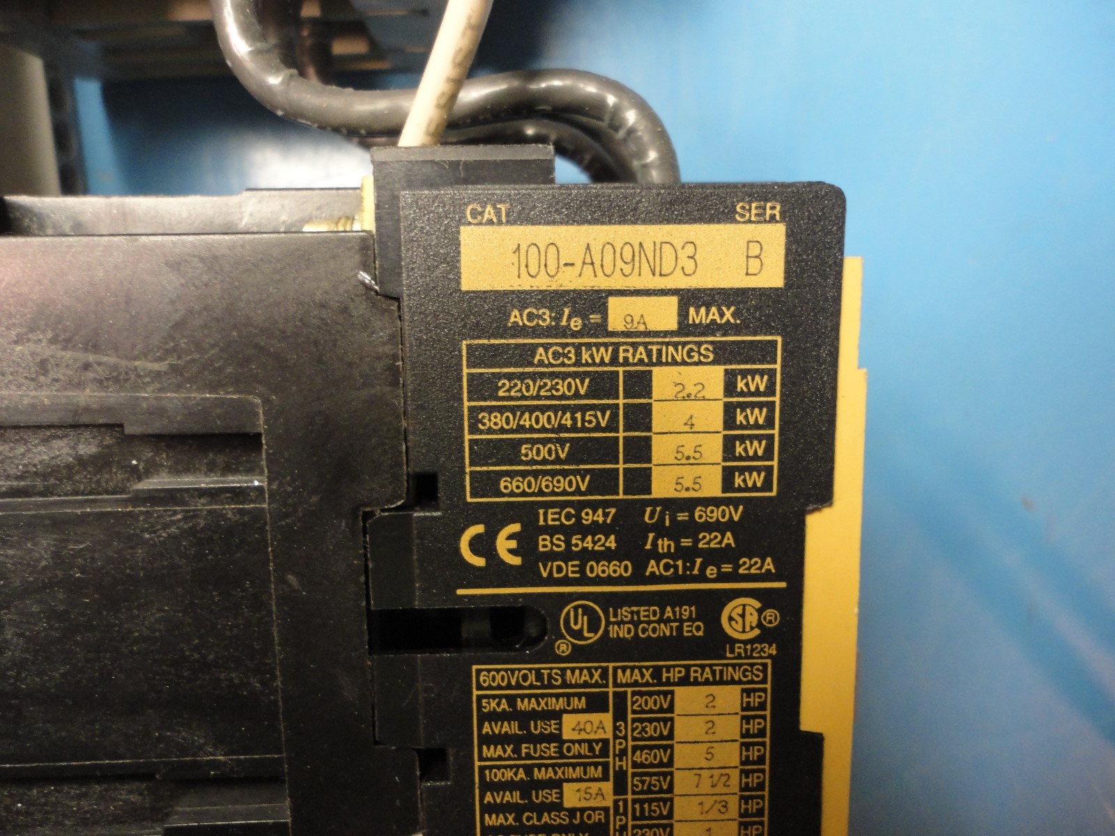 Used Allen Bradley Combo, 140-MN-0100 W/140-A11 Ser C, 100-A09ND3 Ser B, 140-DC1