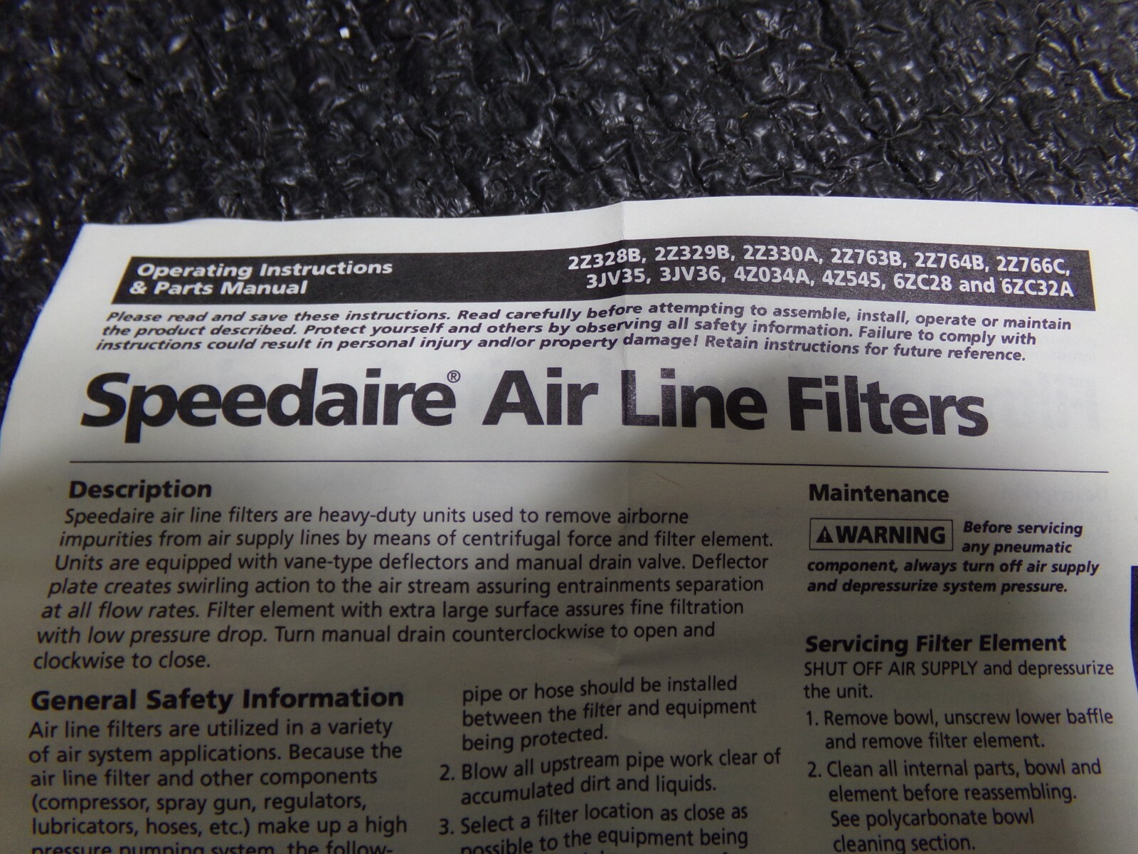 NEW SPEEDAIRE 1R426 FILTER ELEMENT SEAL KIT (DC)