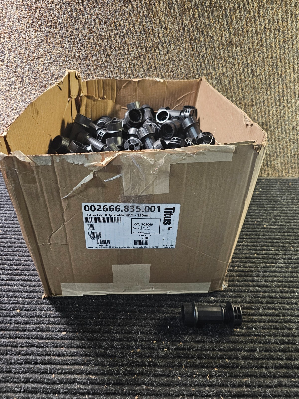 (QTY 200) Titus 002666.835.001 Adjustable Plastic Cabinet Leveler 92.5-150mm