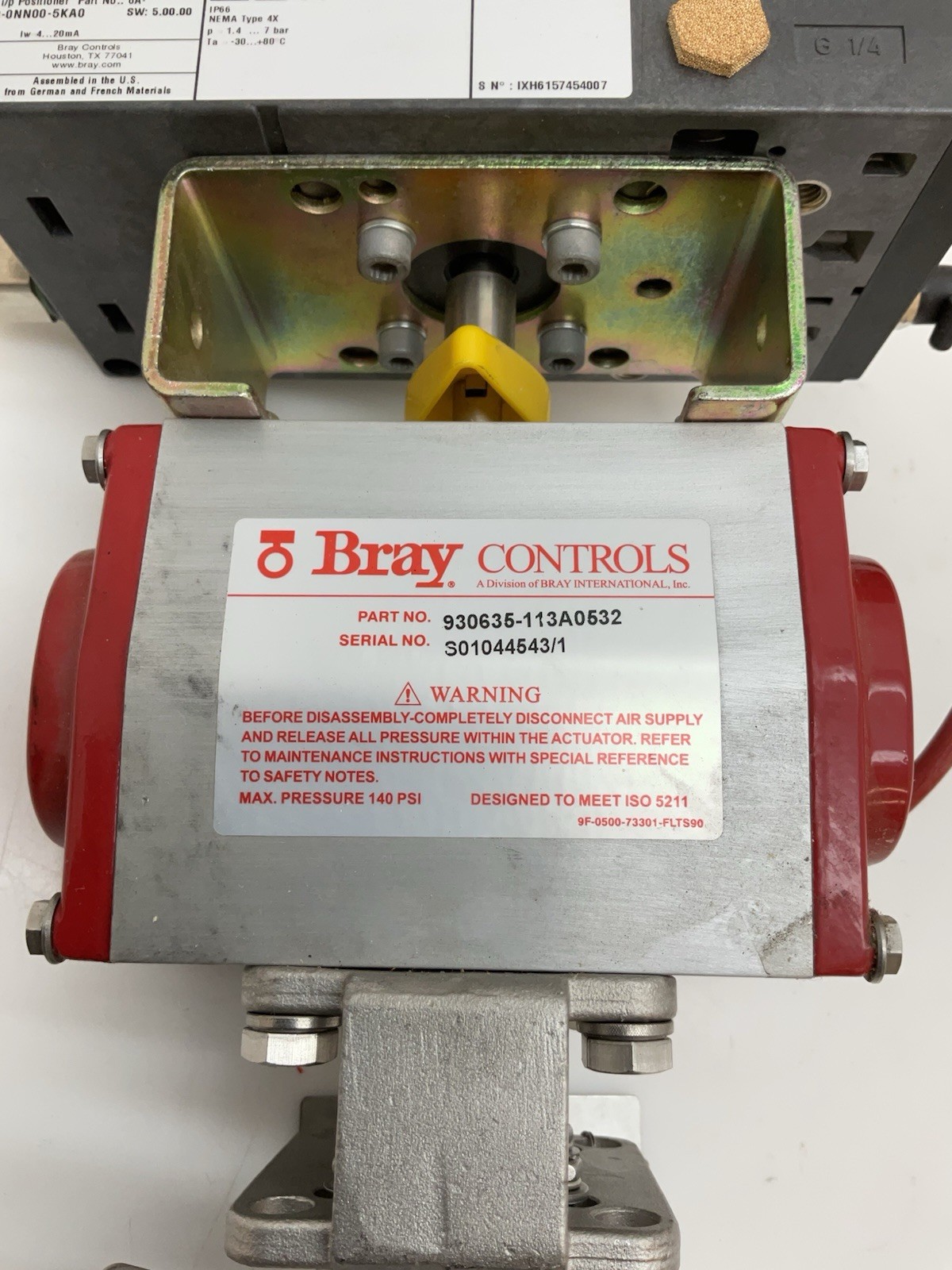 Flow-Tek Bray Actuated 1/2”Stainless Sanitary Control Valve W/ Positioner 6A NEW