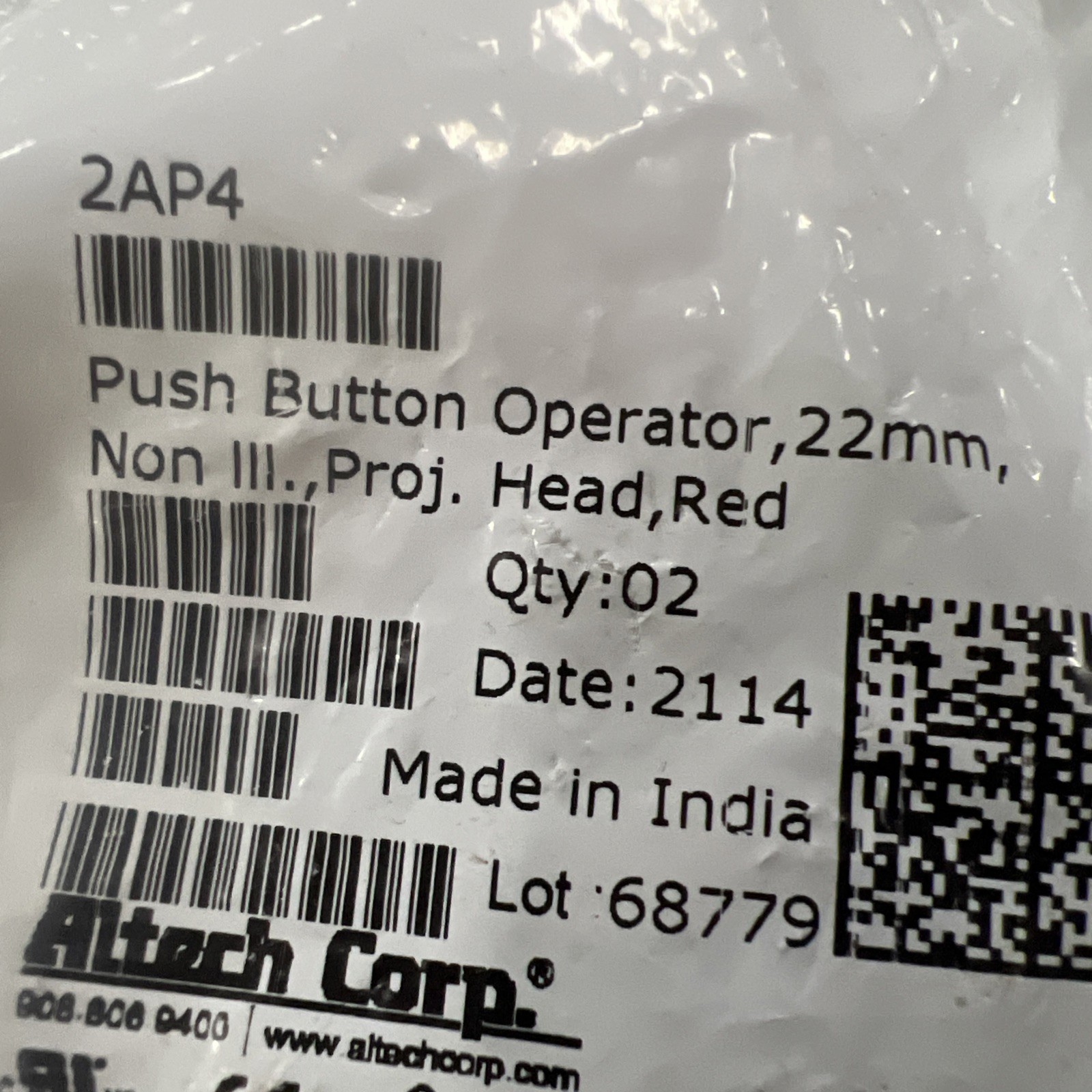 Altech Corp. 2AP4 Push Button Operator 22mm Red —- 2 Pack
