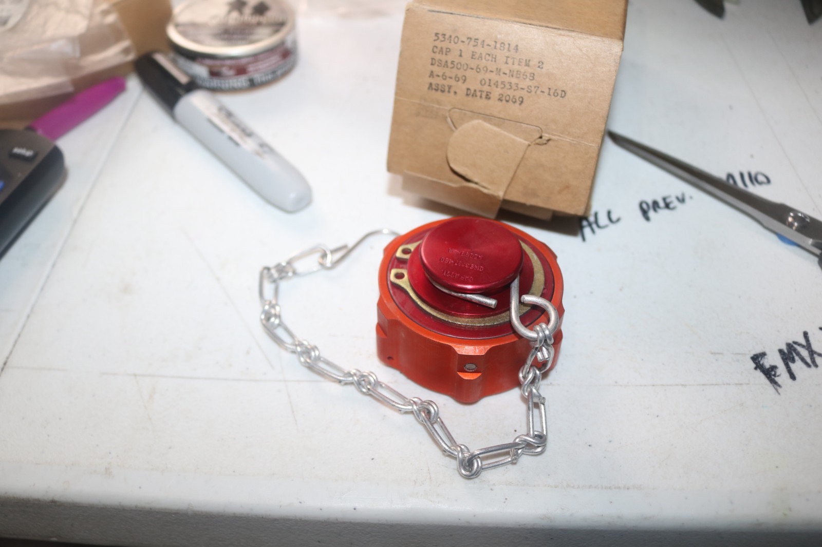 NOS Aeroquip QD quick disconnect cap 145-S7-16D orange/ red anodized AN