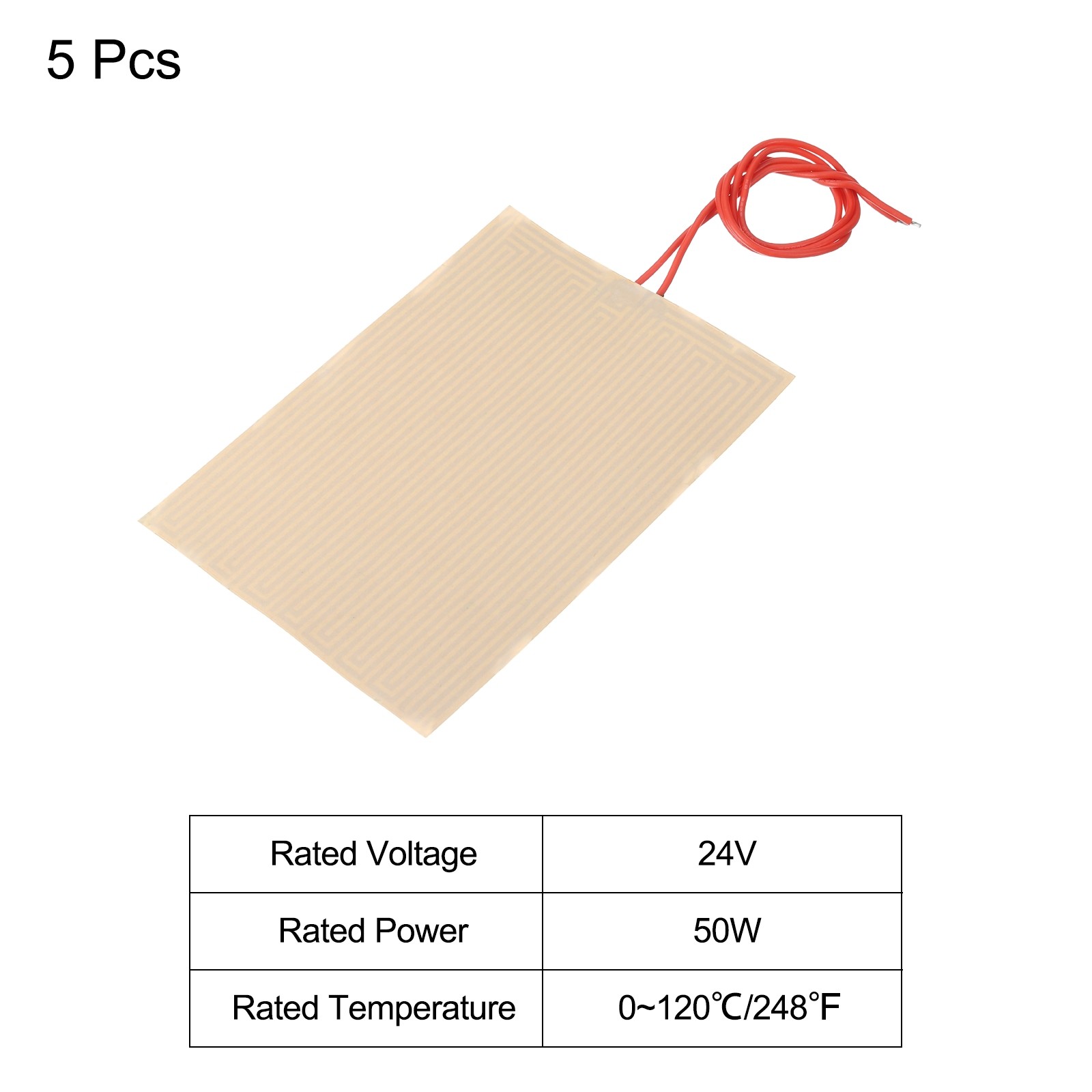 5 x Heater Film Heating Plate 24V 50W Polyimide Heat Pad Adhesive PI 135x95mm