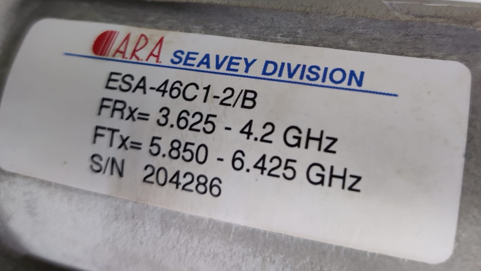 A.R.A SEAVEY DIVISION ESA-46C1-2/B, A1 MICROWAVE PB1446 WB #1
