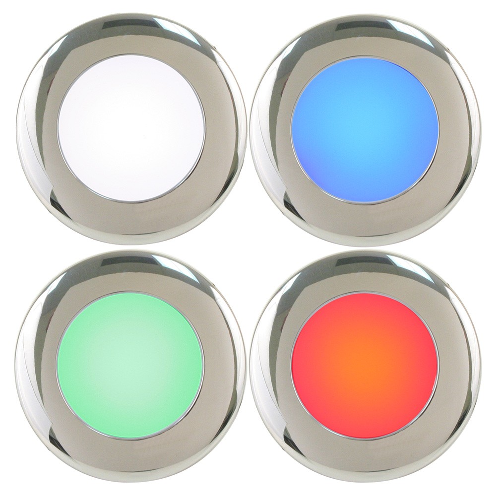 Scandvik A2.5 4-Color Led Downlight Stainless Steel Trim 8-30V