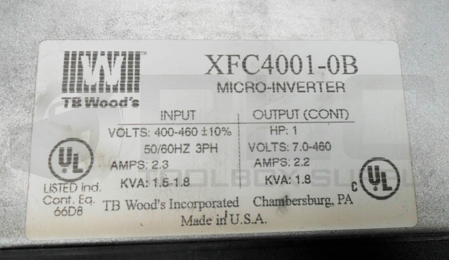 TB WOODS XFC4001-0B MICRO INVERTER 400-460V 3PH 1HP 50/60HZ *READ*