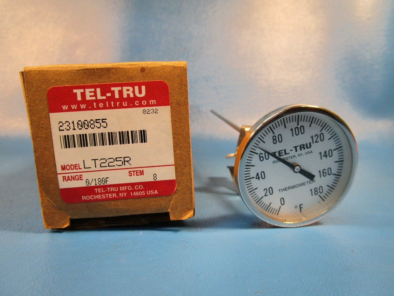 Tel-Tru 23100855, 8″ Stem LT225R, 2″ Testing Thermometer, 0-180 F