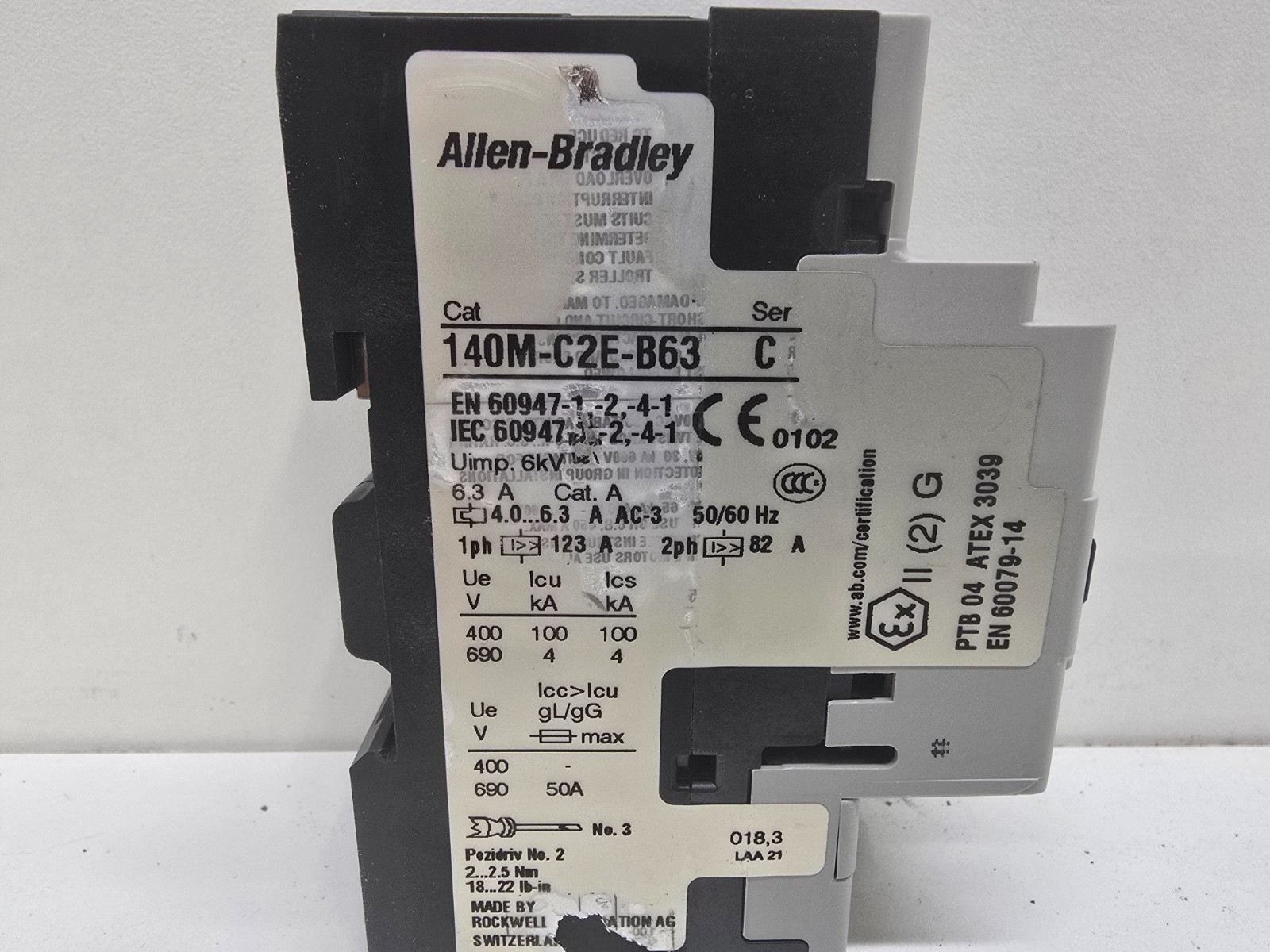 GOOD USED! ALLLEN-BRADLEY CIRCUIT BREAKER 140M-C2E-B63