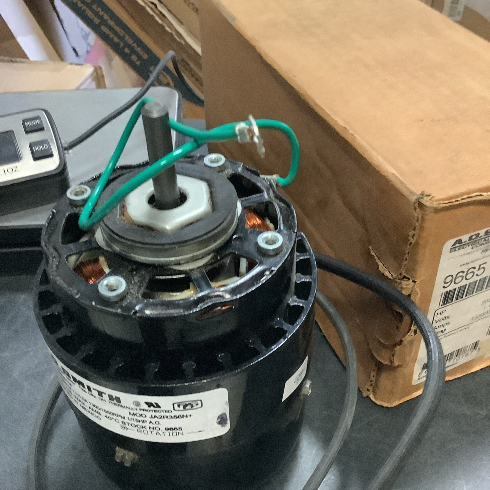 A.O. SMITH (9665) – JA2R356N+ Motor, 208-230V, 50/60Hz, 1.1/1.0A, 1300/1550 RPM,