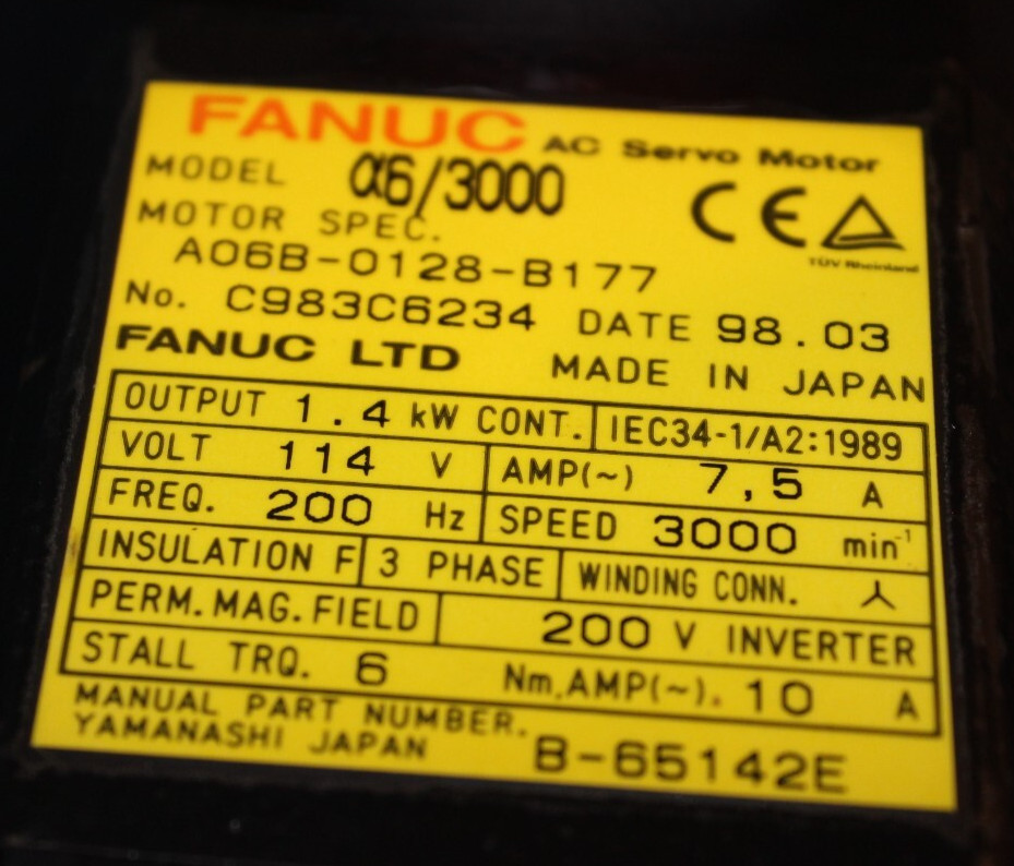FANUC AC SERVO MOTOR A06B-0128-B177 “6 Month Warranty”