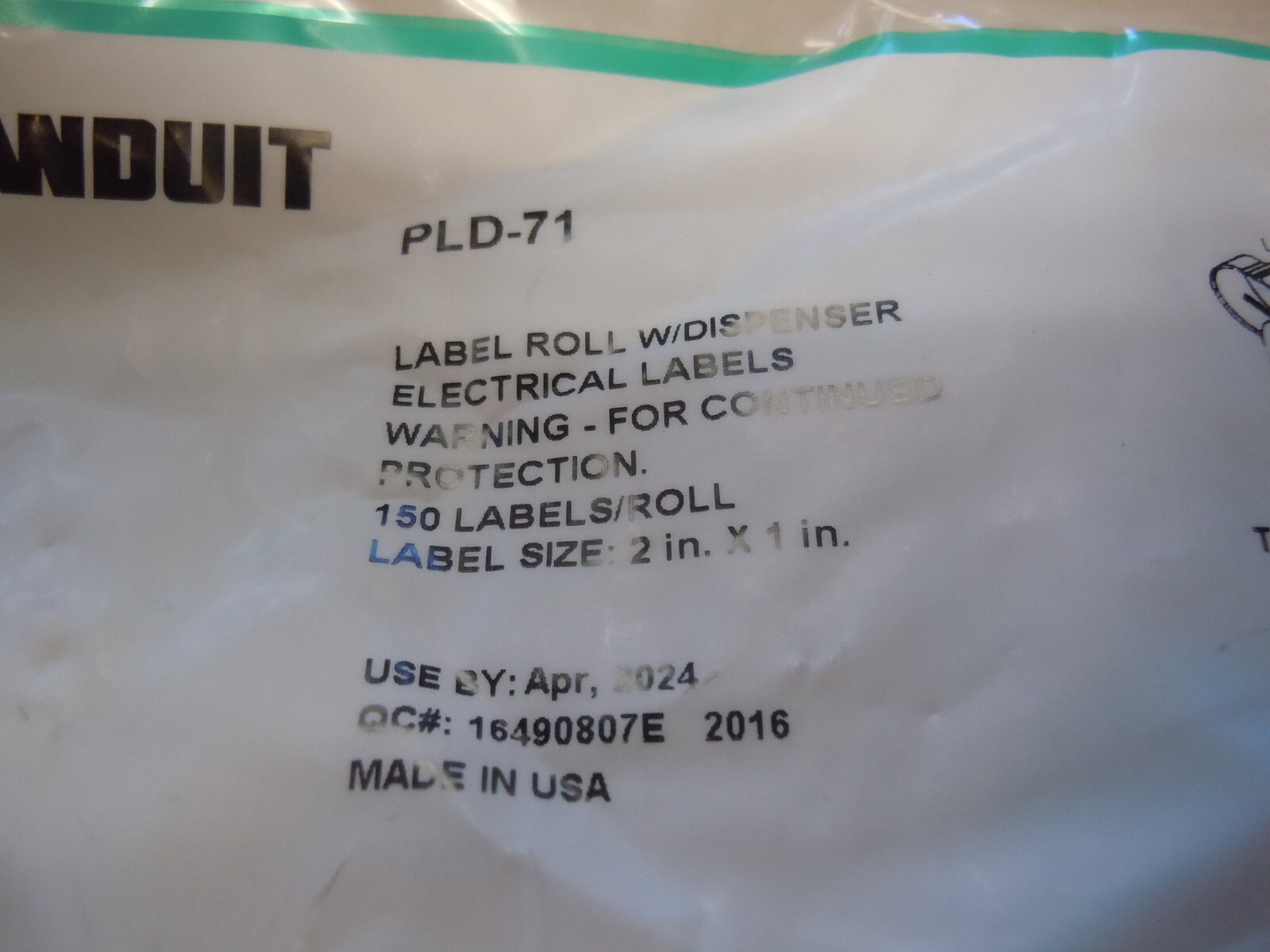 PLD-71 Panduit Electrical label in dispenser, 2.0″ W x 1.0″ H,