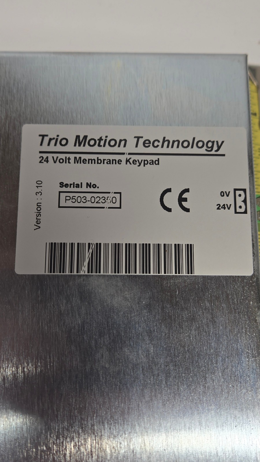 TRIO MOTION TECHNOLOGY 24 VOLT MEMBRANE KEYPAD V3.10
