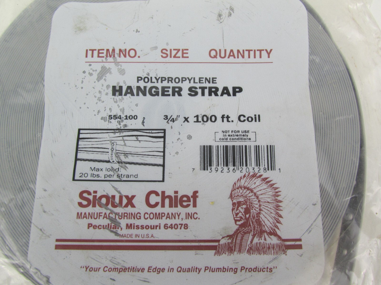 New NOS Sioux Chief Polypropylene Hanger Strap 3/4″ x 100 ft Coil 554-100