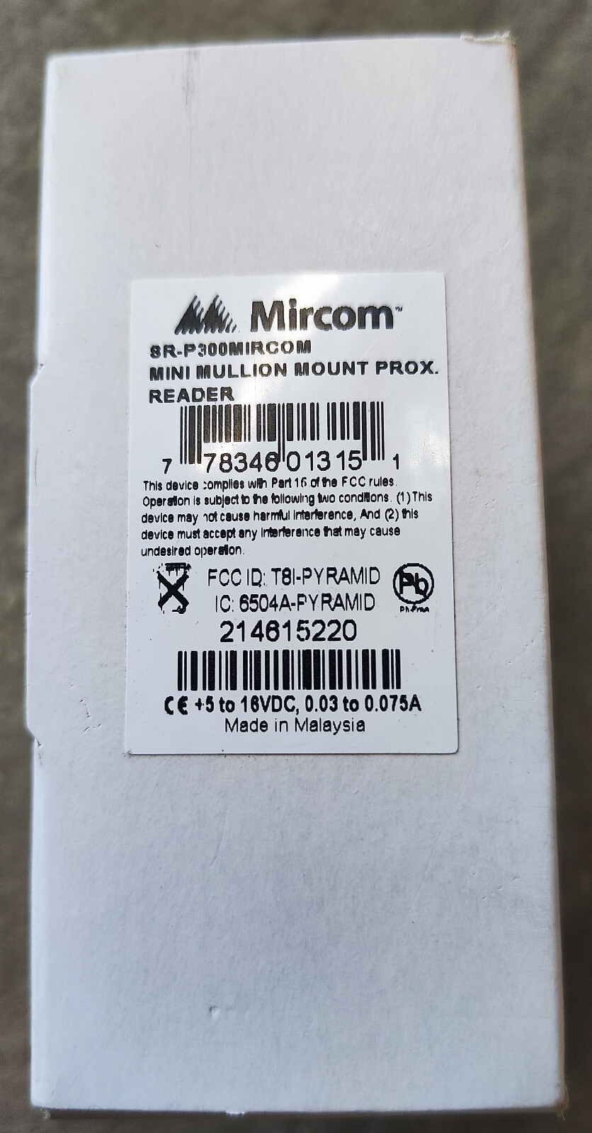 Mircom TX3 SR-P300 Mini Mullion Mount Proximity Reader