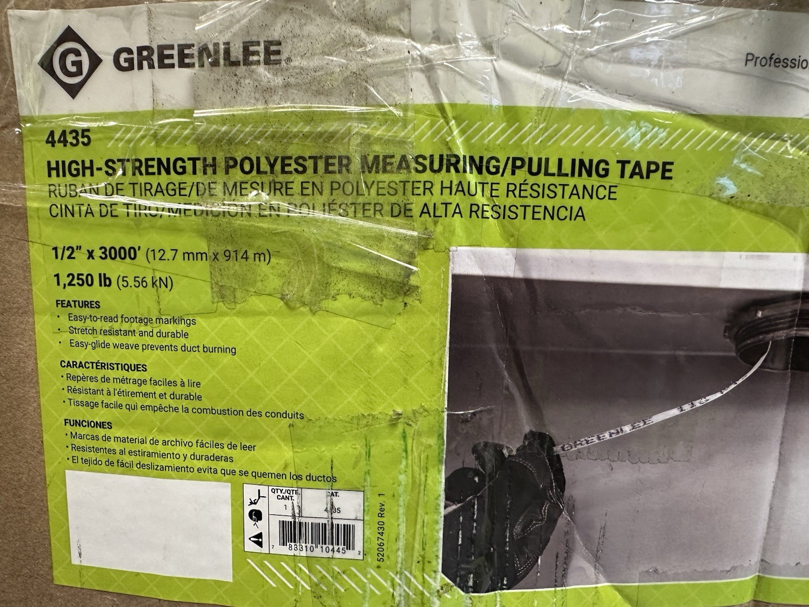 Greenlee 4435 Cable Pulling Tape ½″ × 3,000′ – 1,250 lb Tensile Strength 34E971