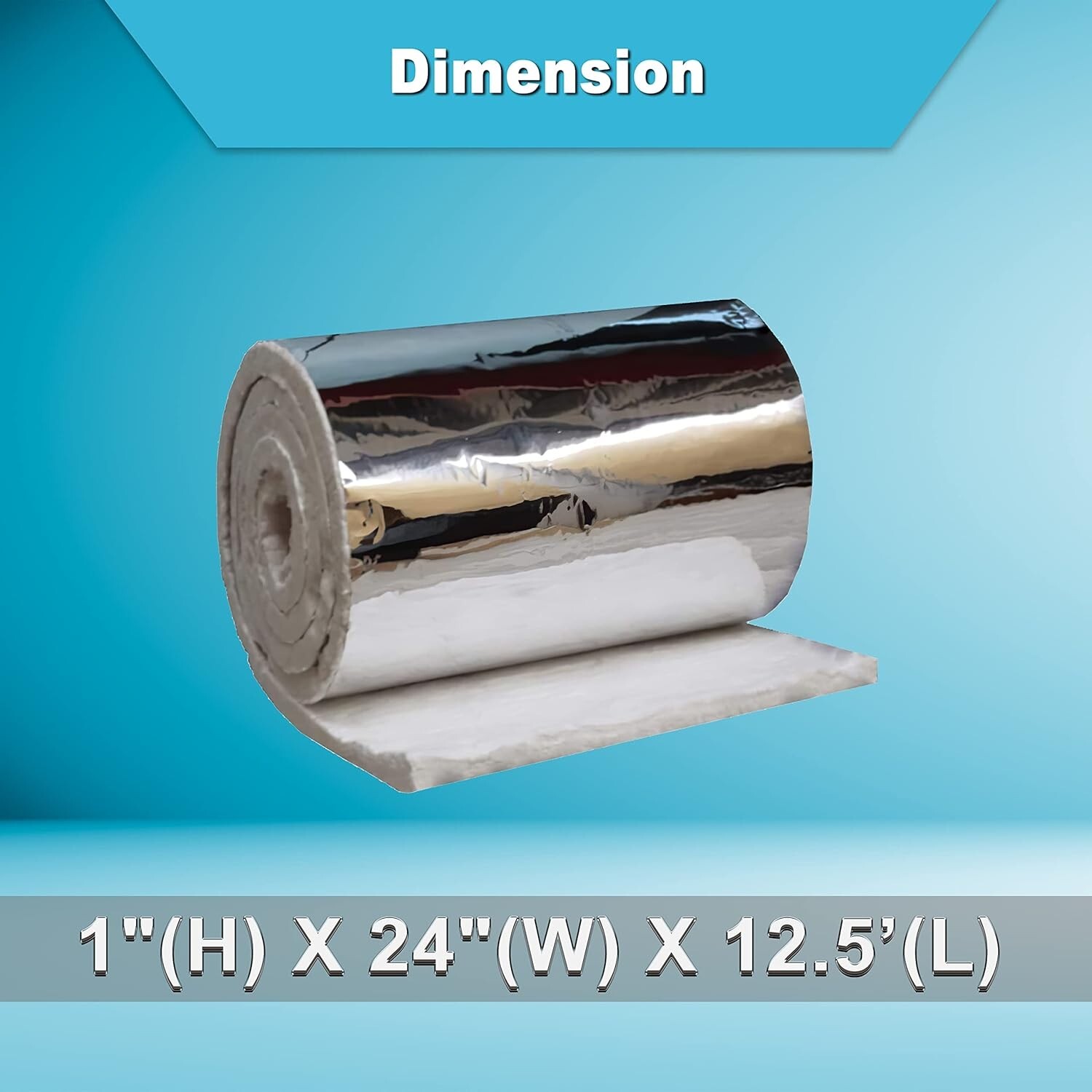 Aluminum Foil Faced Ceramic Fiber Blanket Insulation 8#, 2400F, 1″ x 24″ x 12.5′