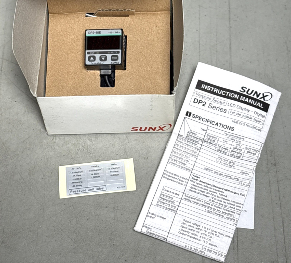 SUNX DP2-40E Pressure Sensor DP2 Series UDP240E – NEW IN BOX