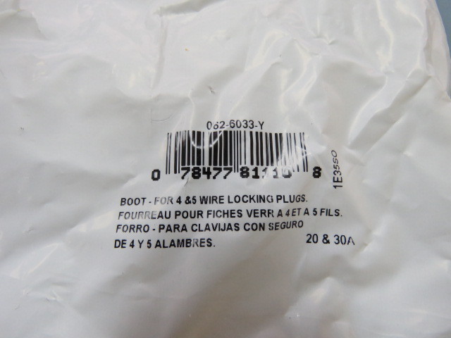 LEVITON 6033Y Qty of 2 per Lot Connector Boot Thermoplastic Elastomer Yellow