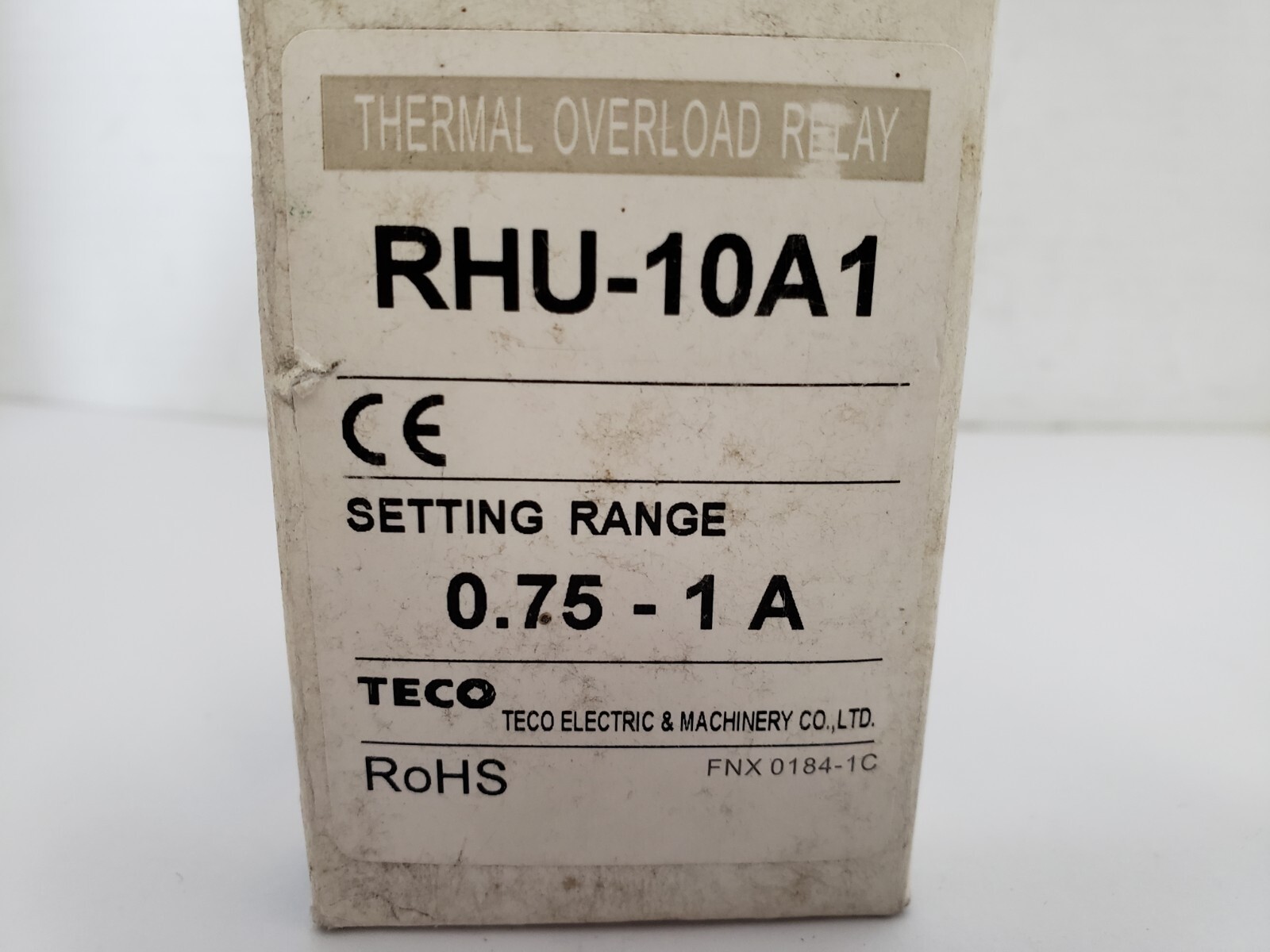 TECO RHU-10A1 THERMAL OVERLOAD RELAY 3 POLE 0.75-1 A 2 NO 2NC NIB