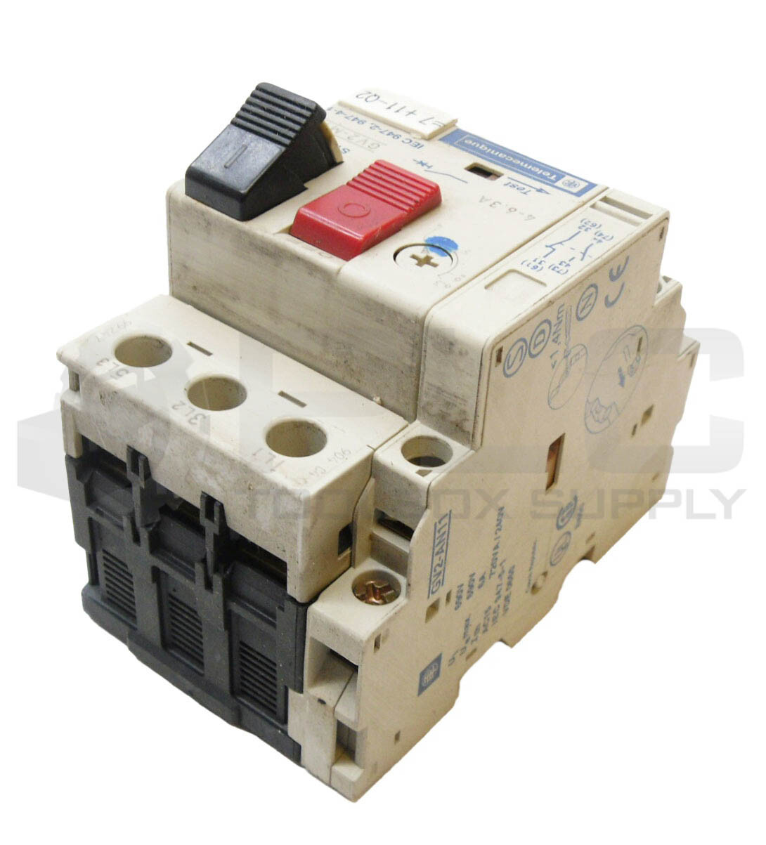 LOT OF 2 TELEMECANIQUE GV2-M10 CIRCUIT BREAKER W/ GV2-AN11 AUXILIARY CONTACT