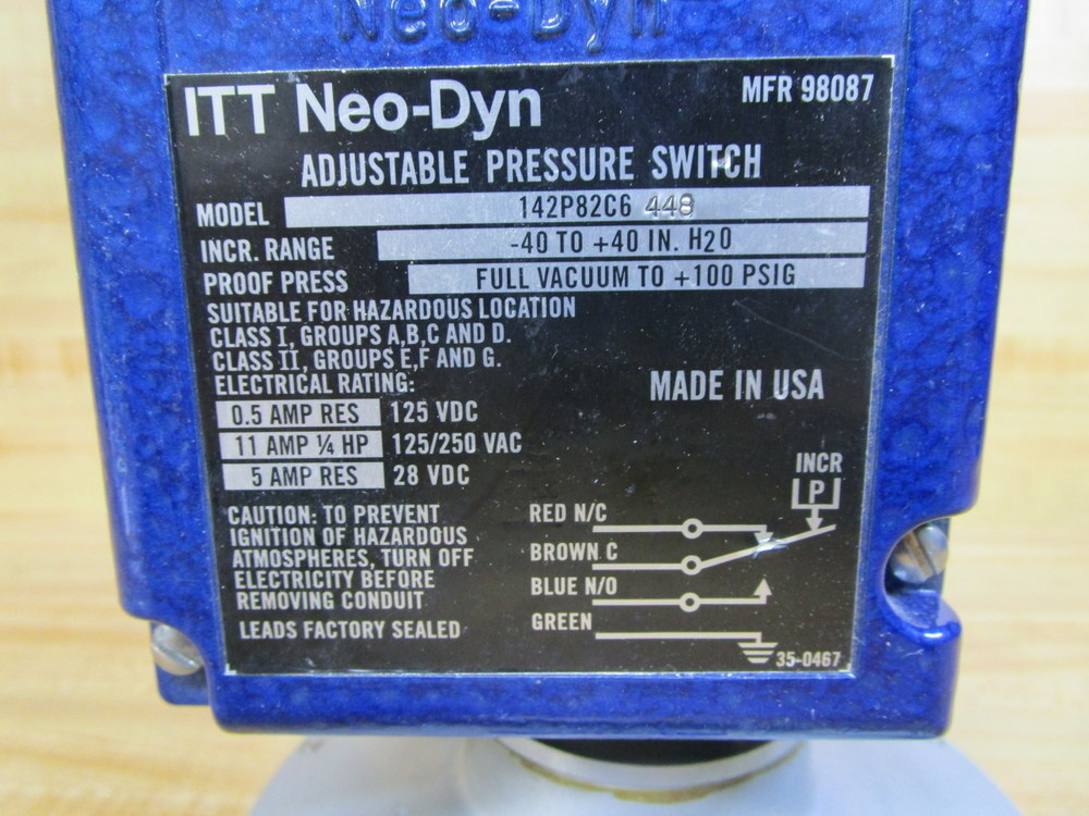 ITT 142P82C6448 Neo-Dyn Adjustable Pressure Switch
