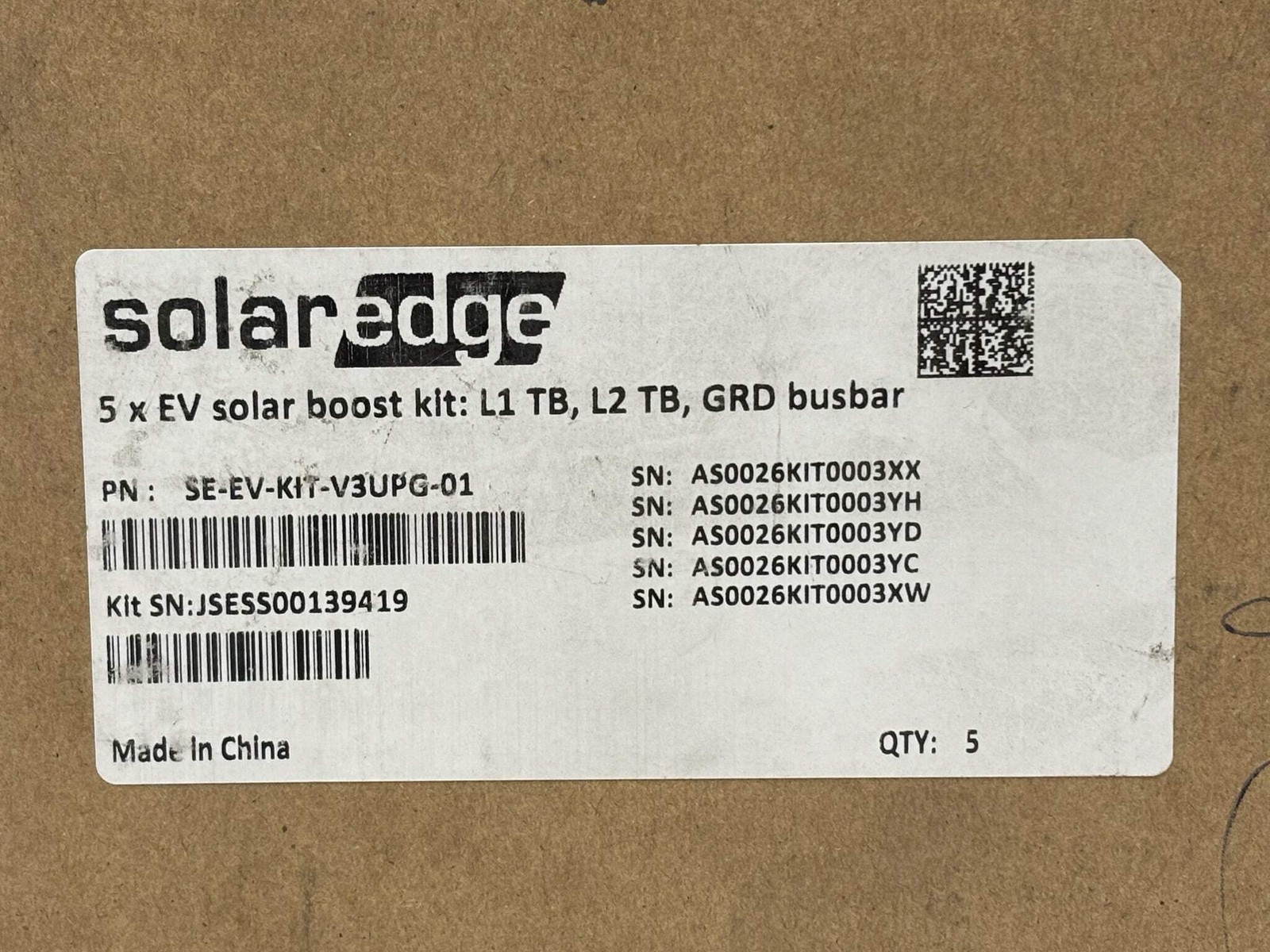 5PK SolarEdge SE‑EV‑KIT‑V3UPG‑01 Smart EV Charger Solar Boost Kit