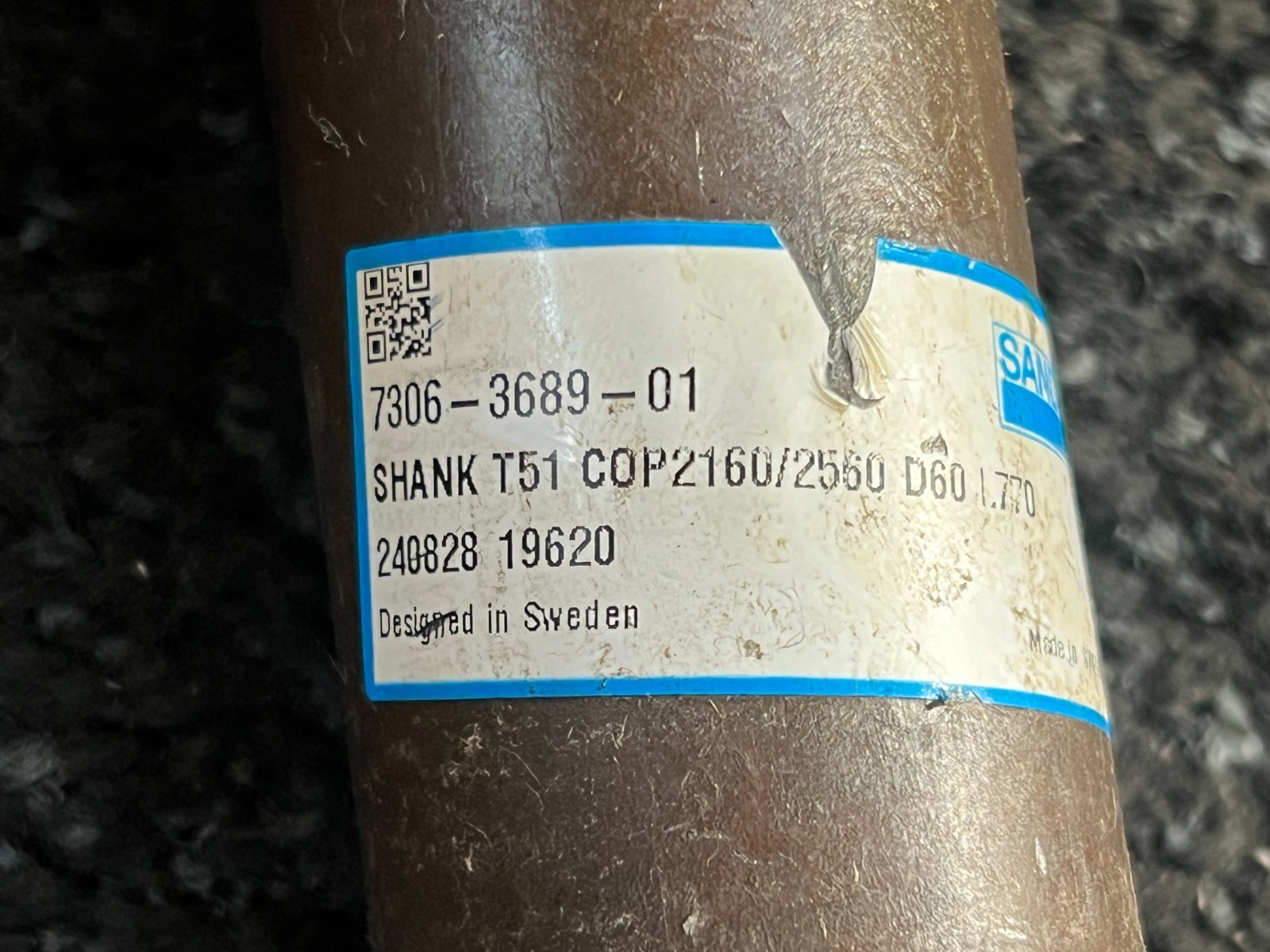 SANDVIK 7306-3689-01 30-INCH LONG, SHANK ADAPTER T51 C.OP2160/2560 D60 L770