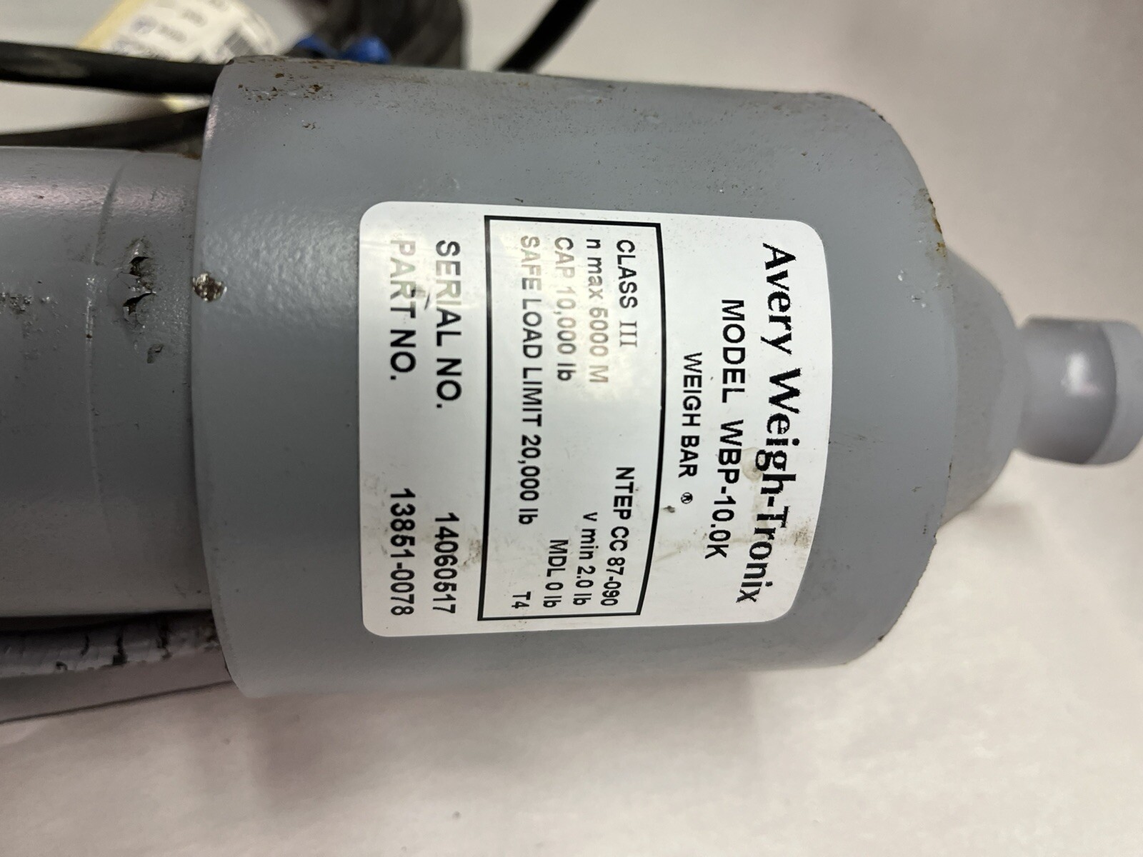 AVERY WEIGH-TRONIX,WBP-10.0K,CLASS 3 CAP 10K LB LOAD CELL 13851-0078