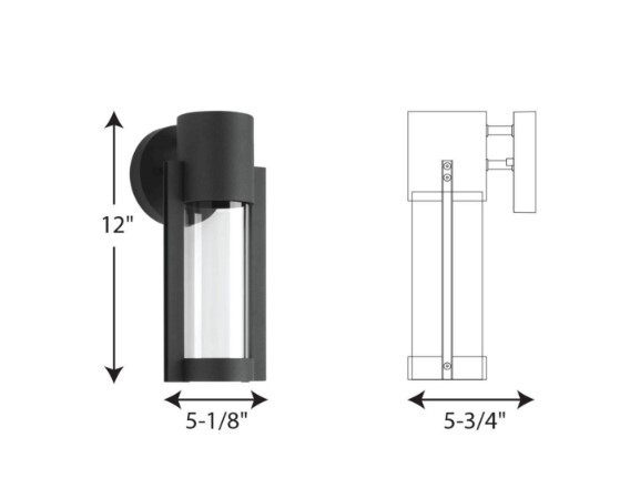 Progress Z-1030 LED 1-Lt Textured Black Clear Glass Outdoor Small Wall Lantern