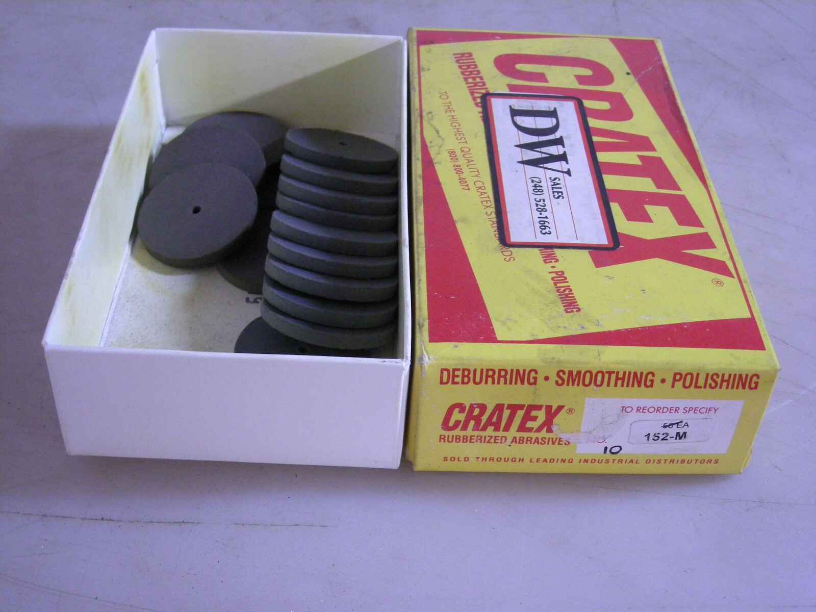 “Pkg of 15 ea. Cratex 152-M Large Wheel 1-1/2″”x1/8″”x1/8″” 180 Grit Finish S
