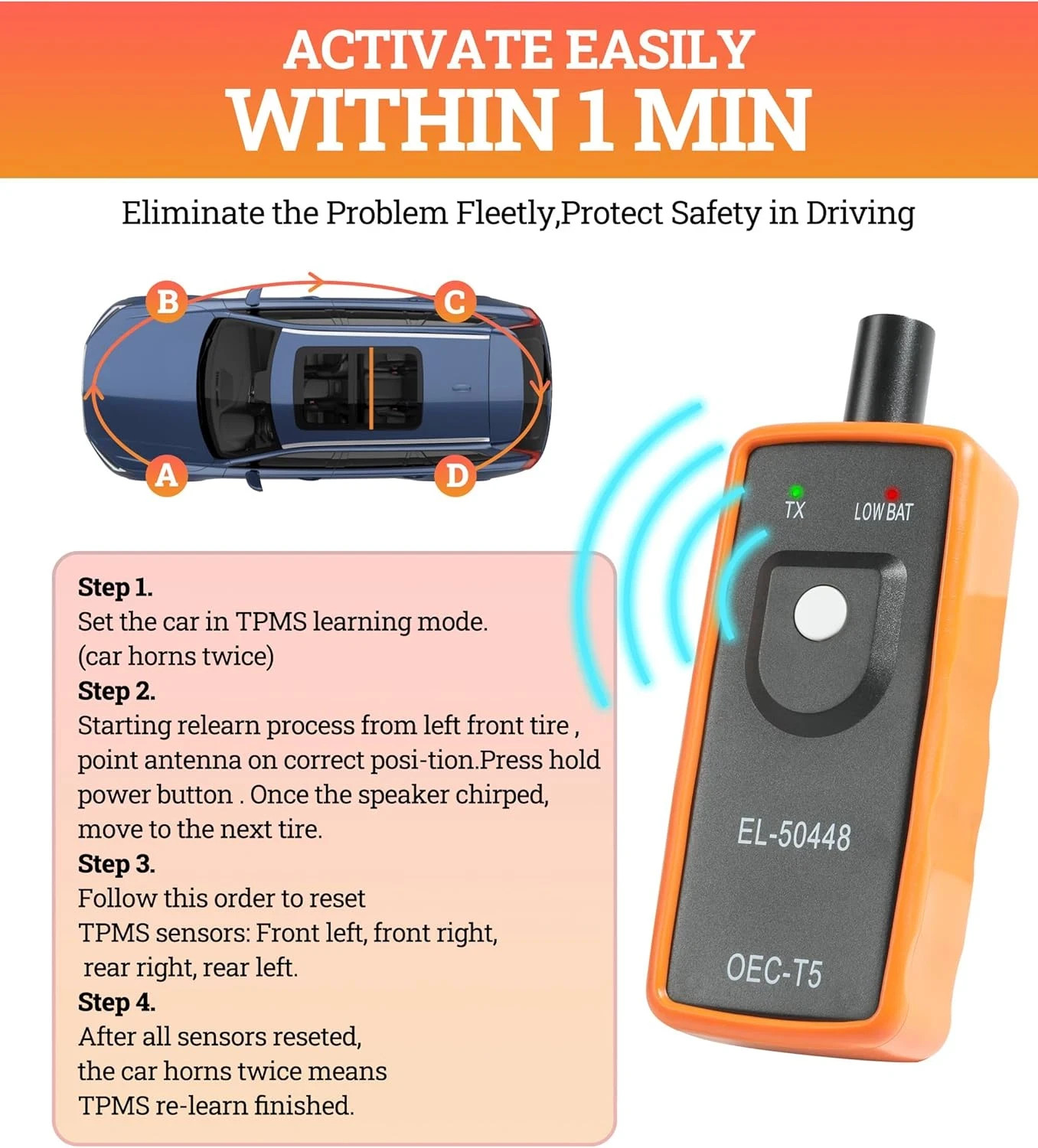 Universal TPMS Relearn Tool,System Programming Training,Oec-T5 Tire Pressure Mon