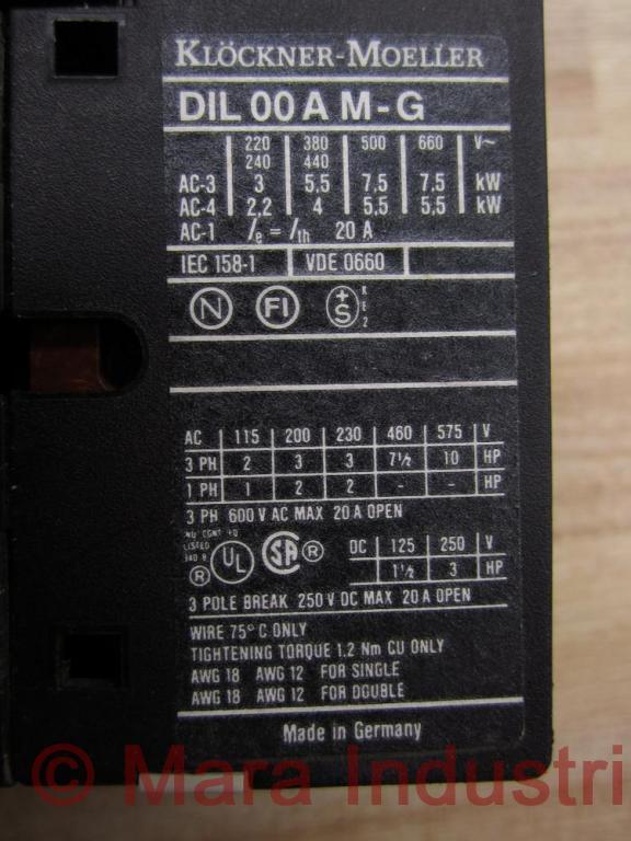 Klockner-Moeller DIL-00-A-M-G-24VDC Contactor