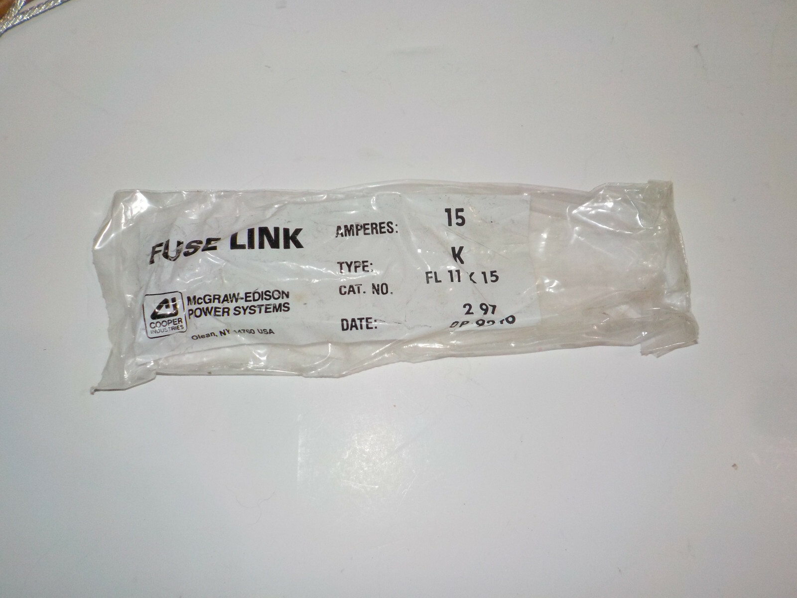 MCGRAW-EDISON FUSE LINK FL11K15 TYPE K 15AMP