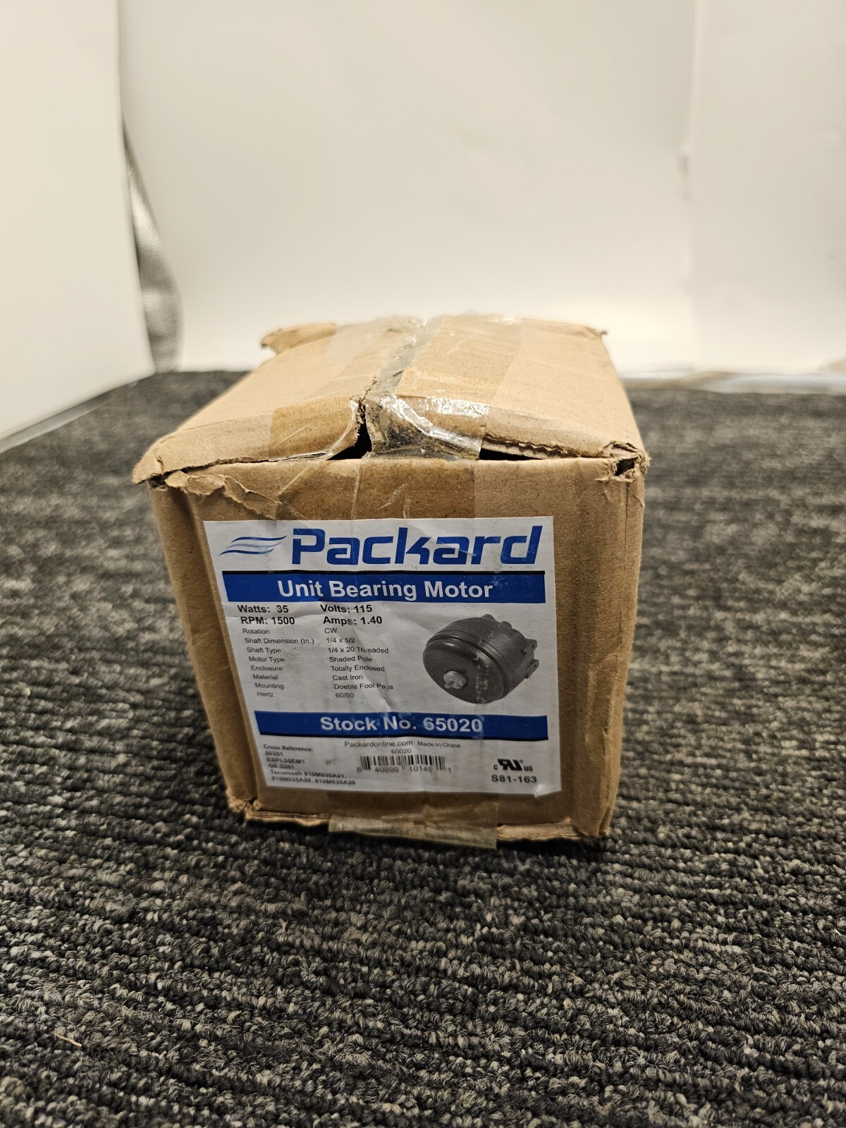 Packard 65020 Watt Motor 35 Watt 1500 RPM 120 VAC CW 1/4 Threaded Shaft
